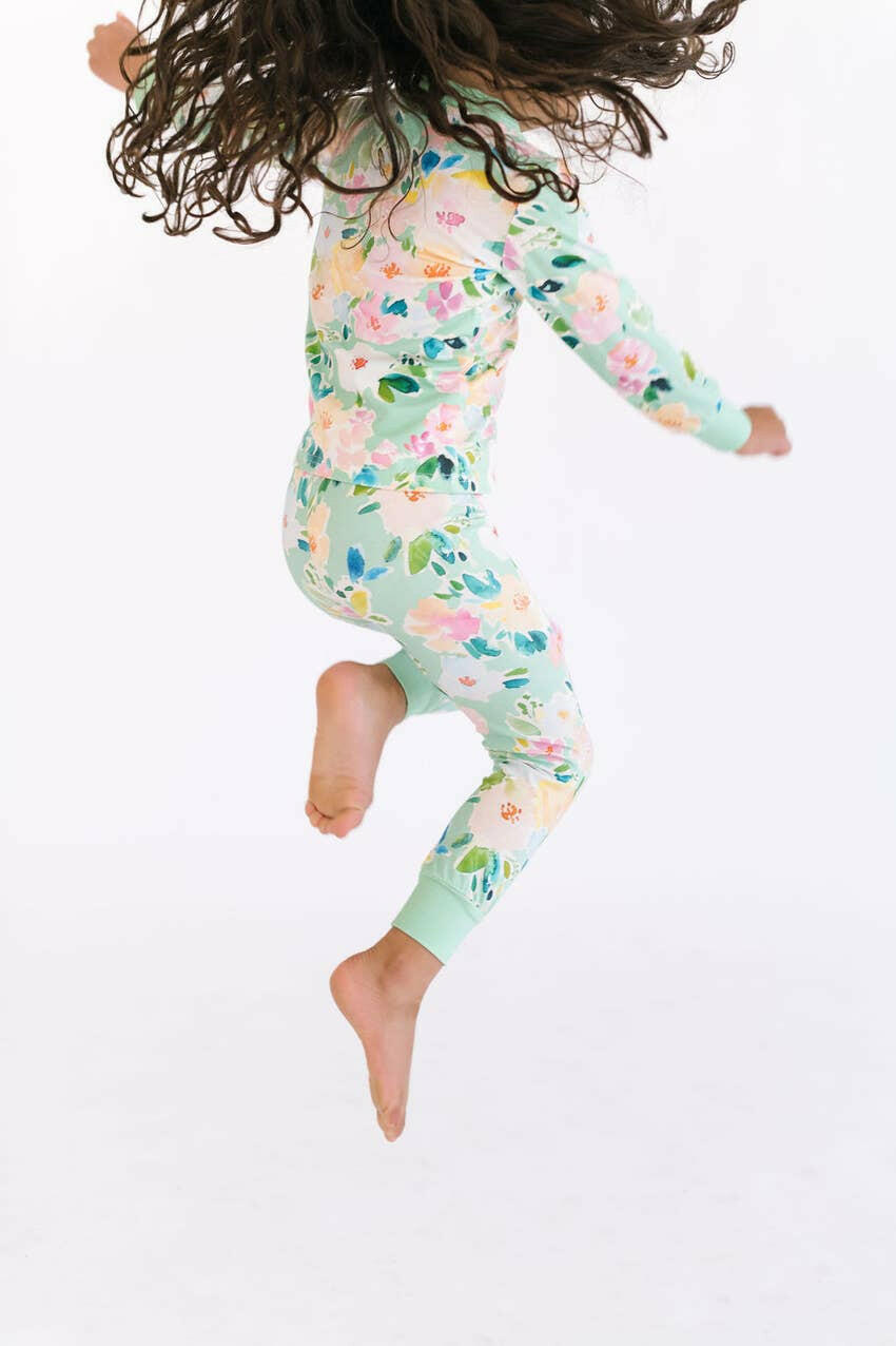 2 Piece Pajama Set in Watercolor Floral Ollie Jay