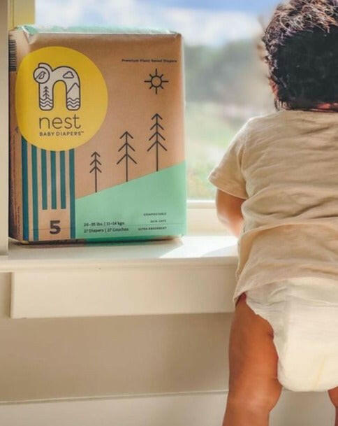 Sustainable Plant Based Baby Diapers Case 108 Count -Size 5 Baby Essentials Nest Diapers