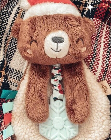 Holiday Bear Plush + Teether Toy Baby Essentials Itzy Ritzy
