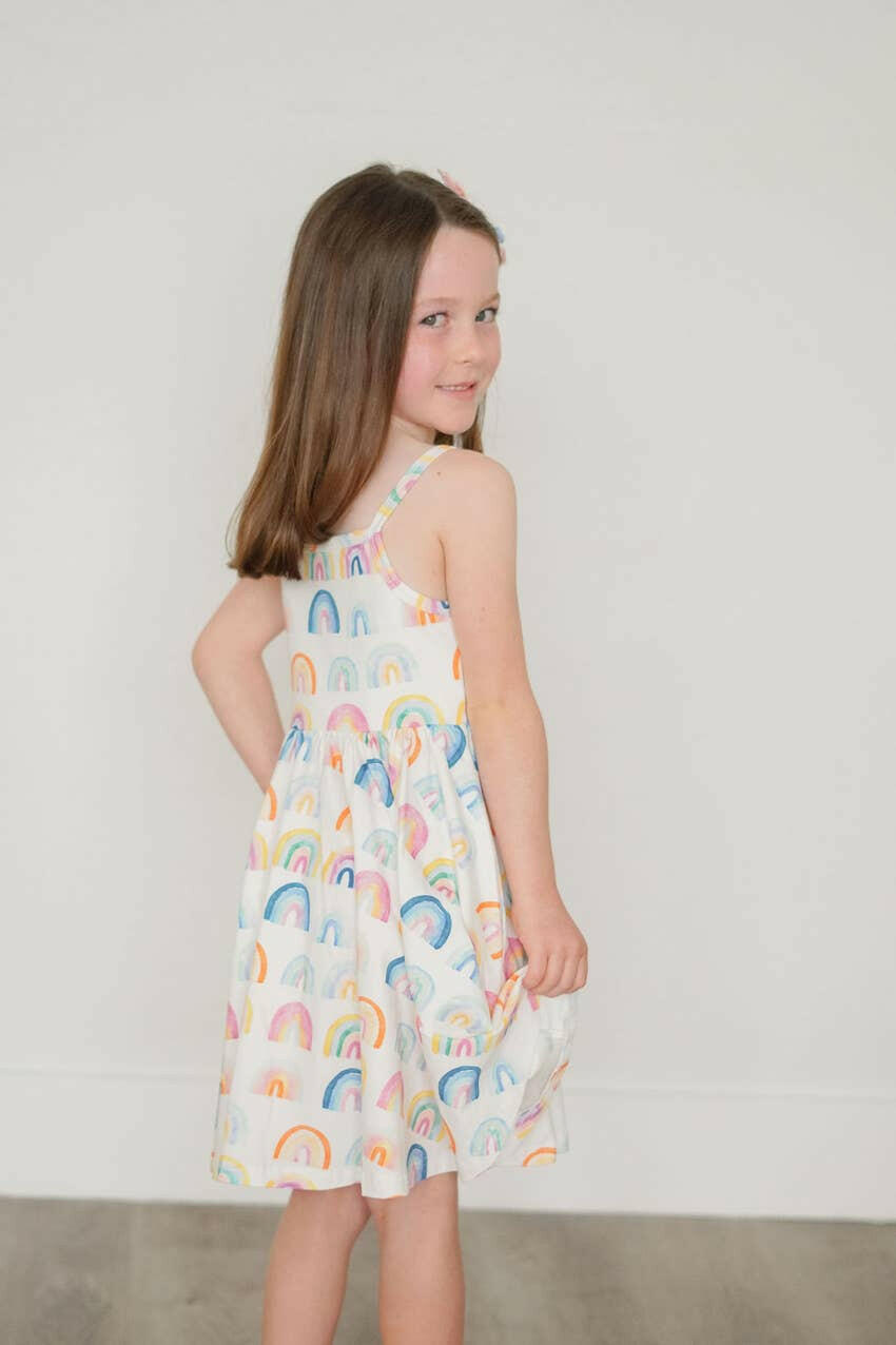 Camila Dress in Watercolor Rainbow dress Ollie Jay