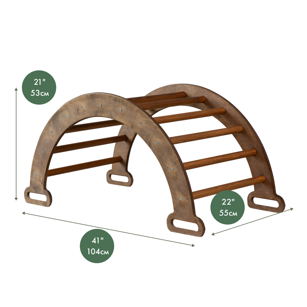 Climbing Arch & Rocker Balance - Montessori Climbers for Kids 1-7 y.o. – Chocolate Single Ladders Goodevas