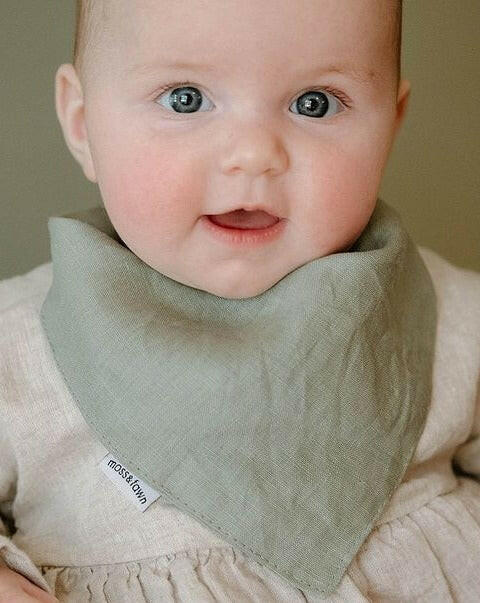 Linen Drool Bib Feeding Moss & Fawn