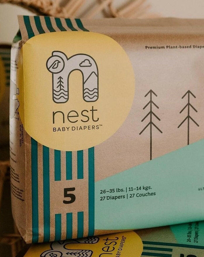 Sustainable Plant Based Baby Diapers Case 108 Count -Size 5 Baby Essentials Nest Diapers