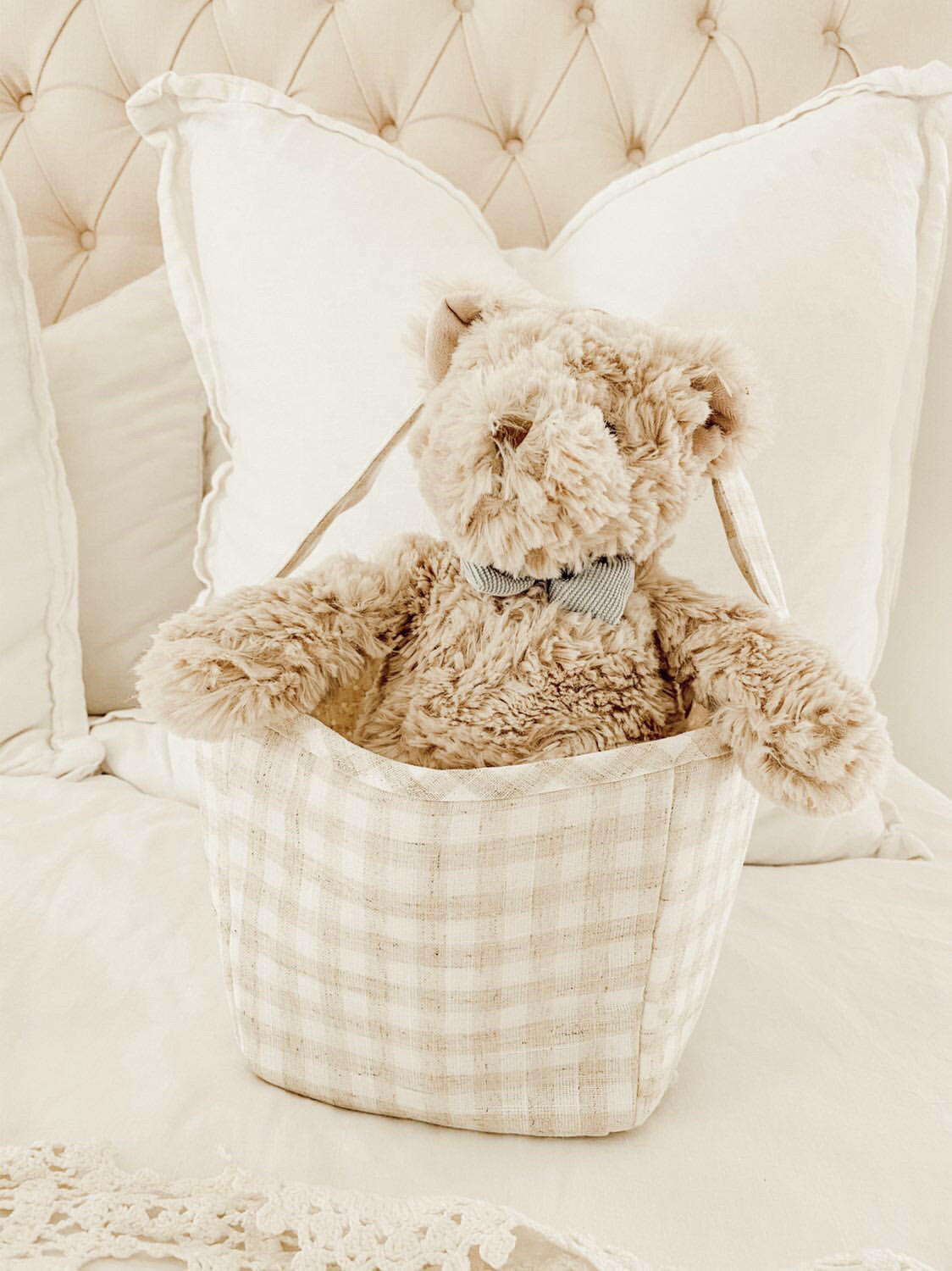 Tan Fabric Basket / Storage Caddy Storage Bin MON AMI