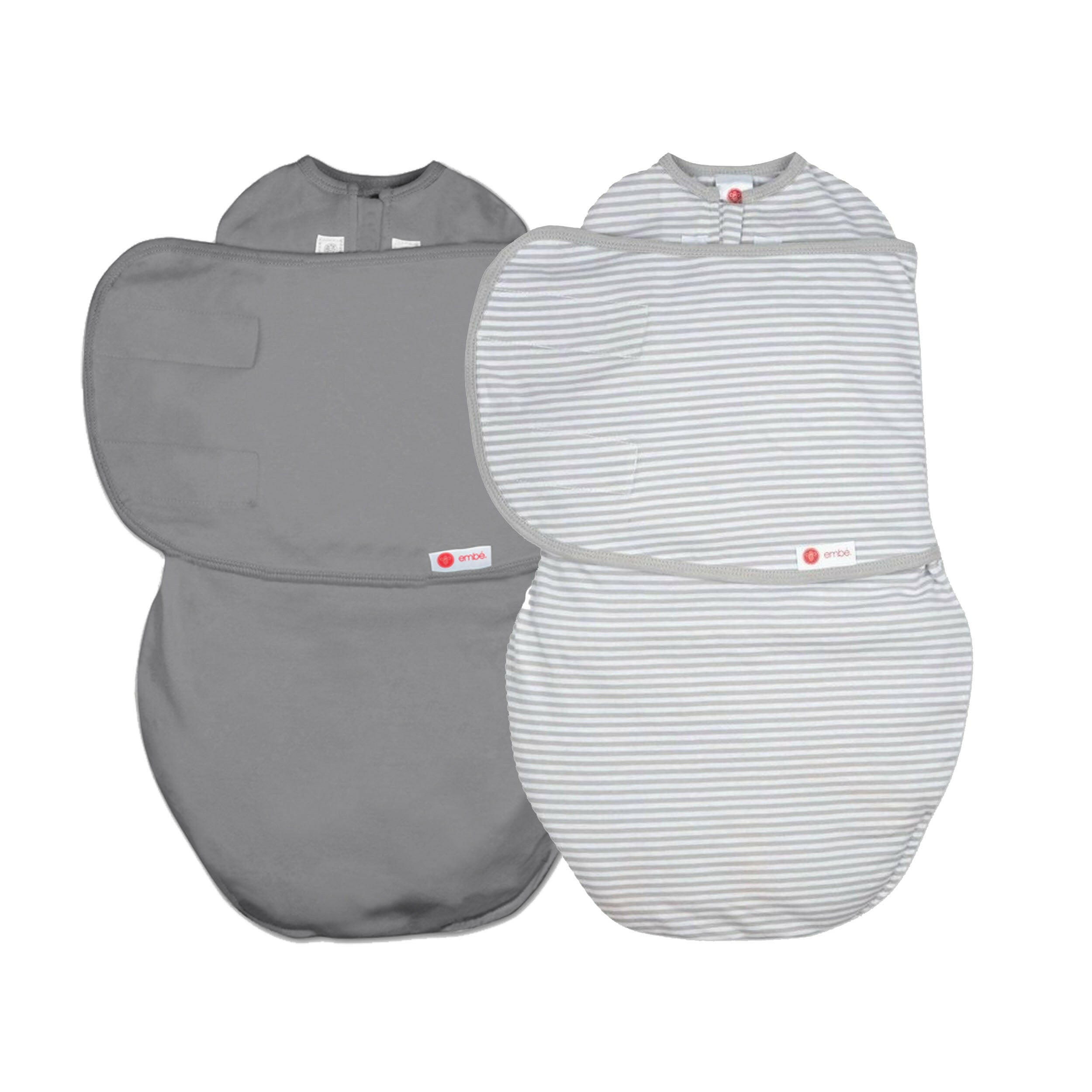 2-Pack Swaddle Wrap Bundle 100% Cotton Jersey embé® Slate - Grey Stripes