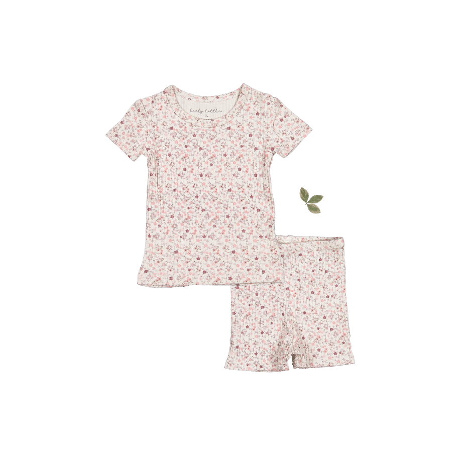 Printed Short Sleeve Tee + Short Lovely Littles 6m Dusty Mauve Floral