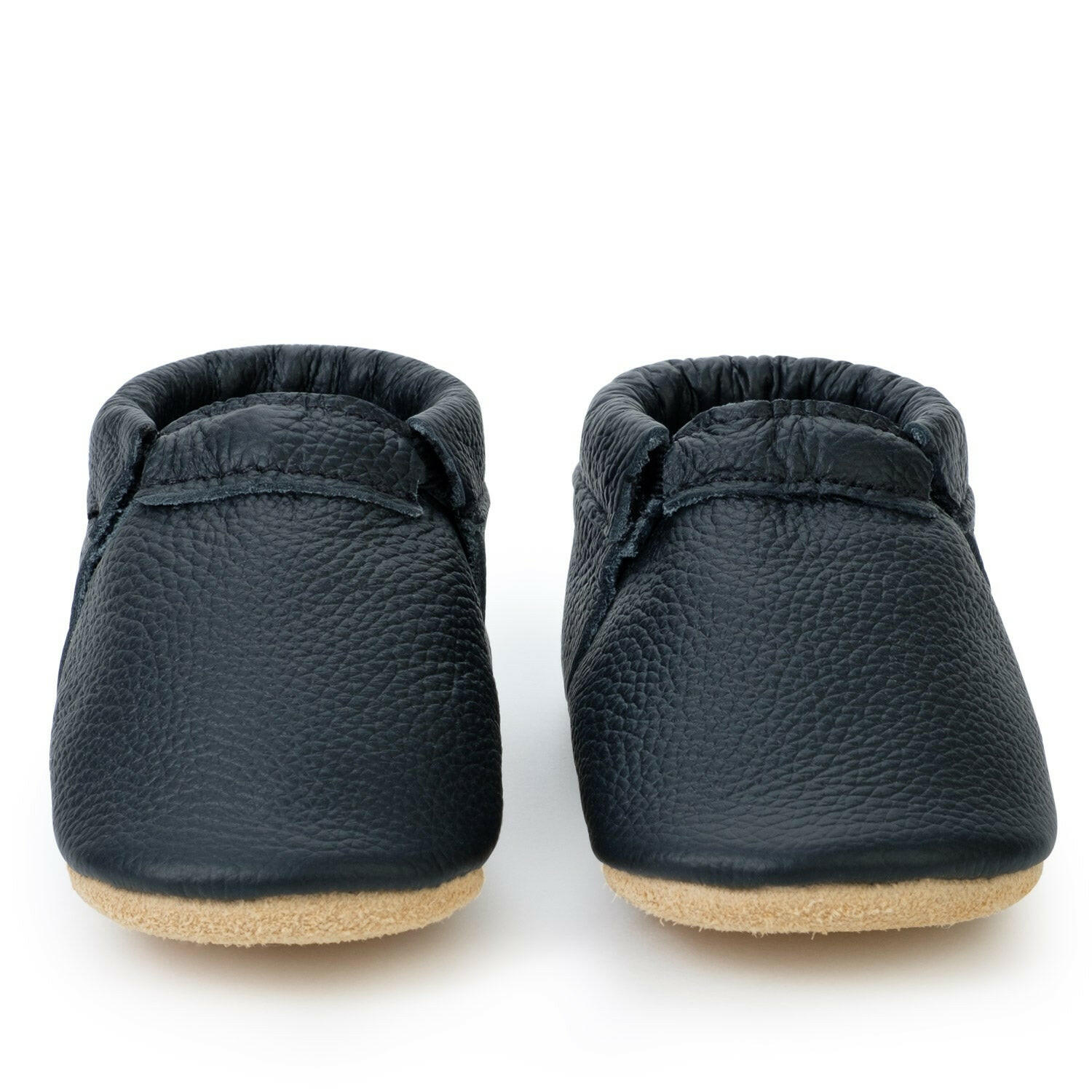 Black and Tan Fringeless Moccasins Fringeless Moccasins BirdRock Baby