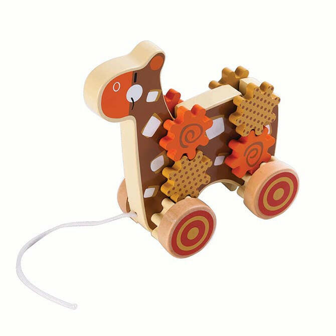 Giraffe Gear Pull Toy Birchwood Trading