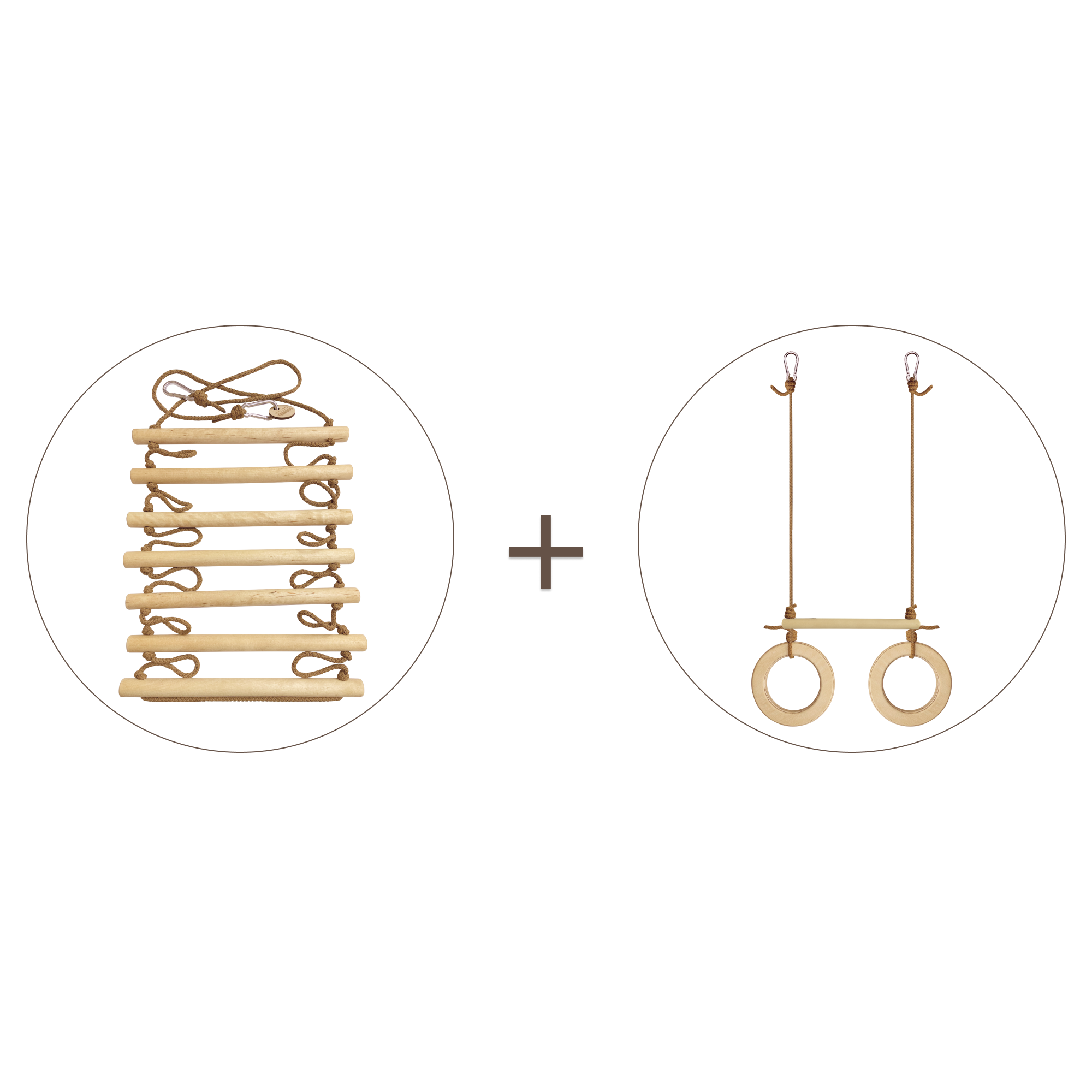 2in1 Swings Set: Trapeze swing bar with rings + Climbing rope ladder 2in1 Swing Set Goodevas