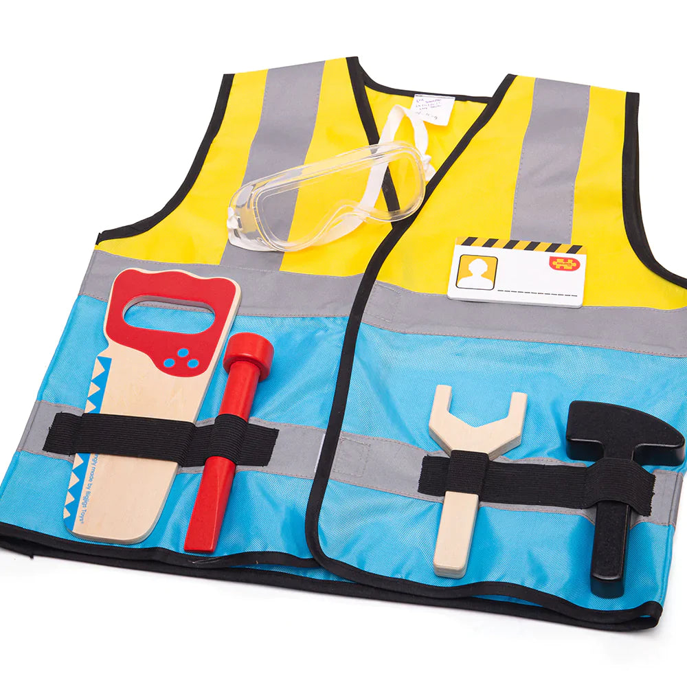 Builder Construction Costume for Kids Dress Up (Without Helmet) Bigjigs Toys US