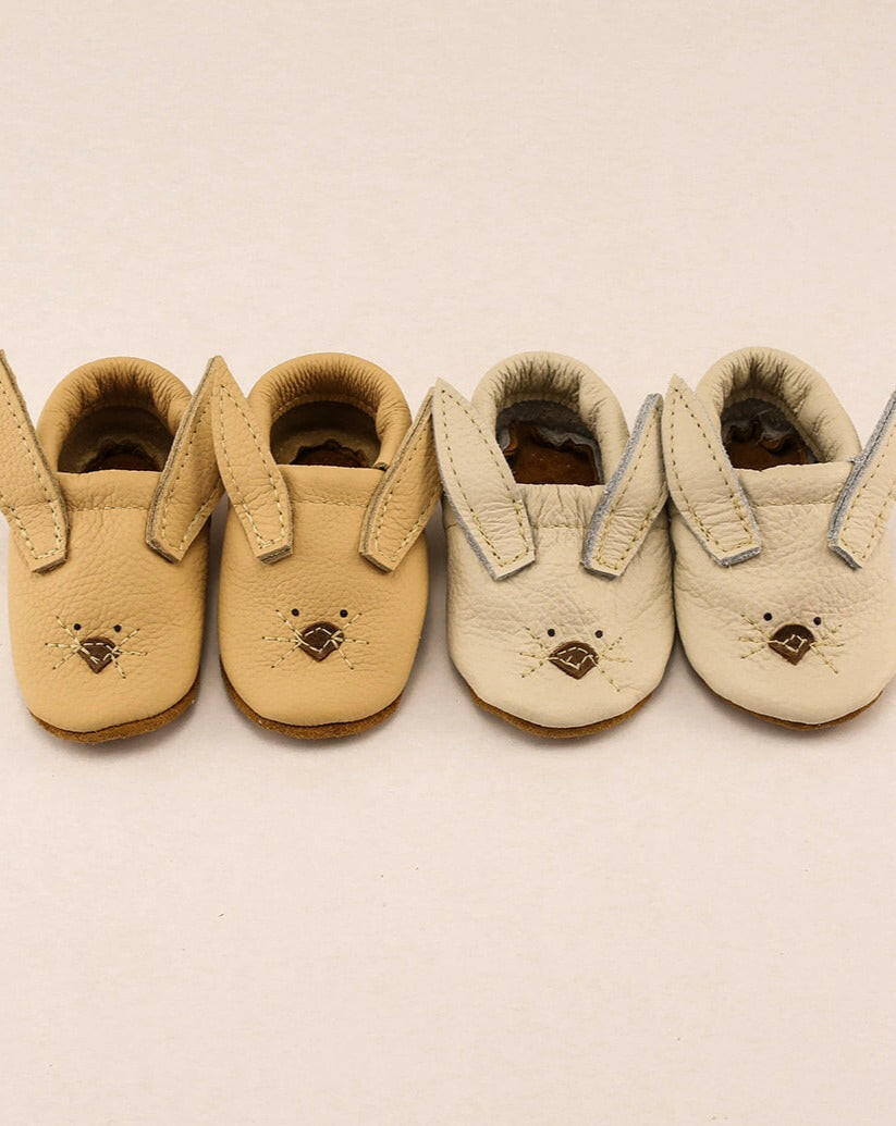 Milk & French Vanilla Bunnies // Cute Critters Leather Shoes Baby and Toddler Bunny Baby Shoes Starry Knight Design