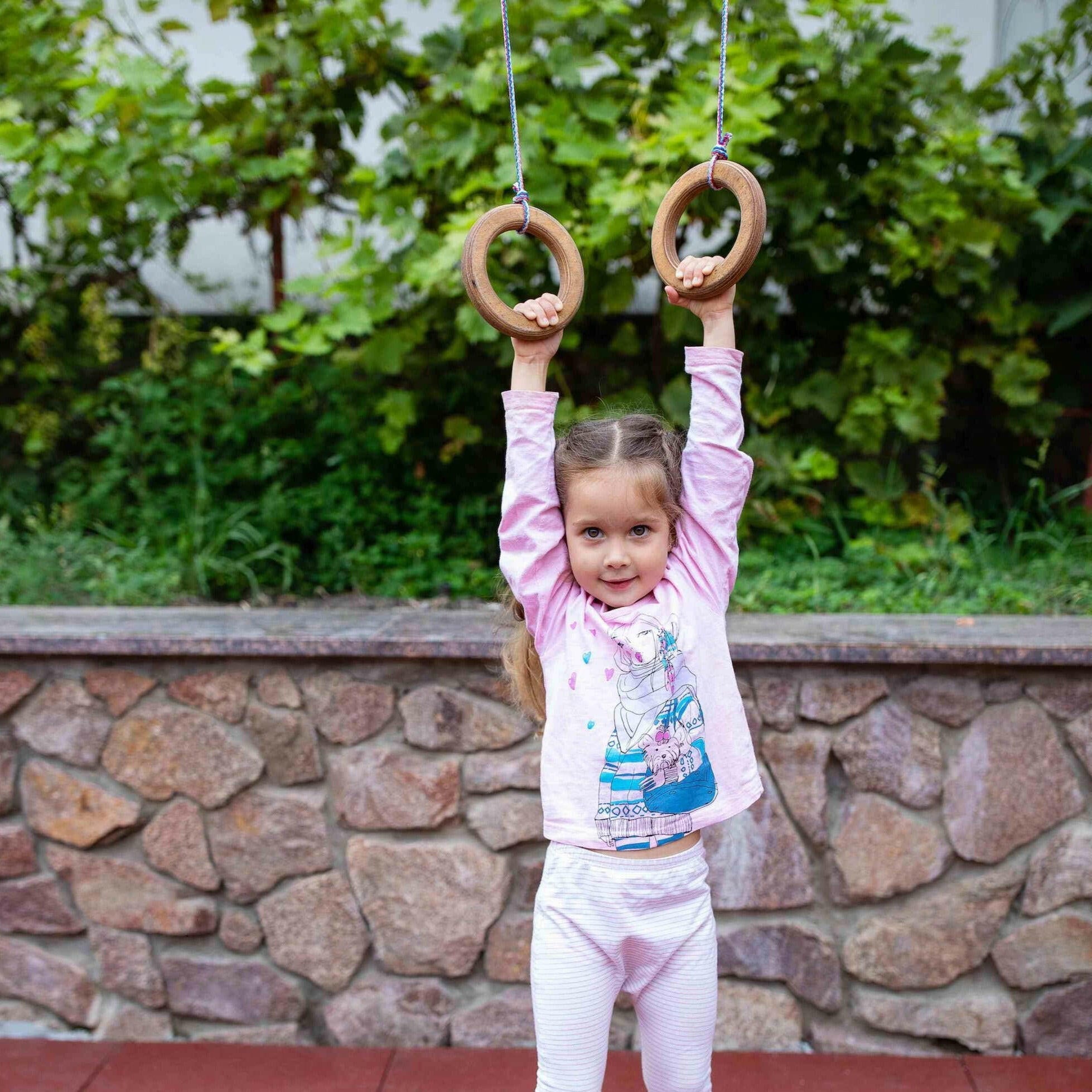 Wooden gymnastic rings for kids Single Swing Goodevas