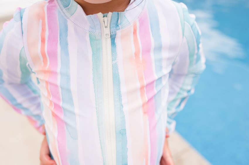 Lyanna Swim in Watercolor Stripe Ollie Jay