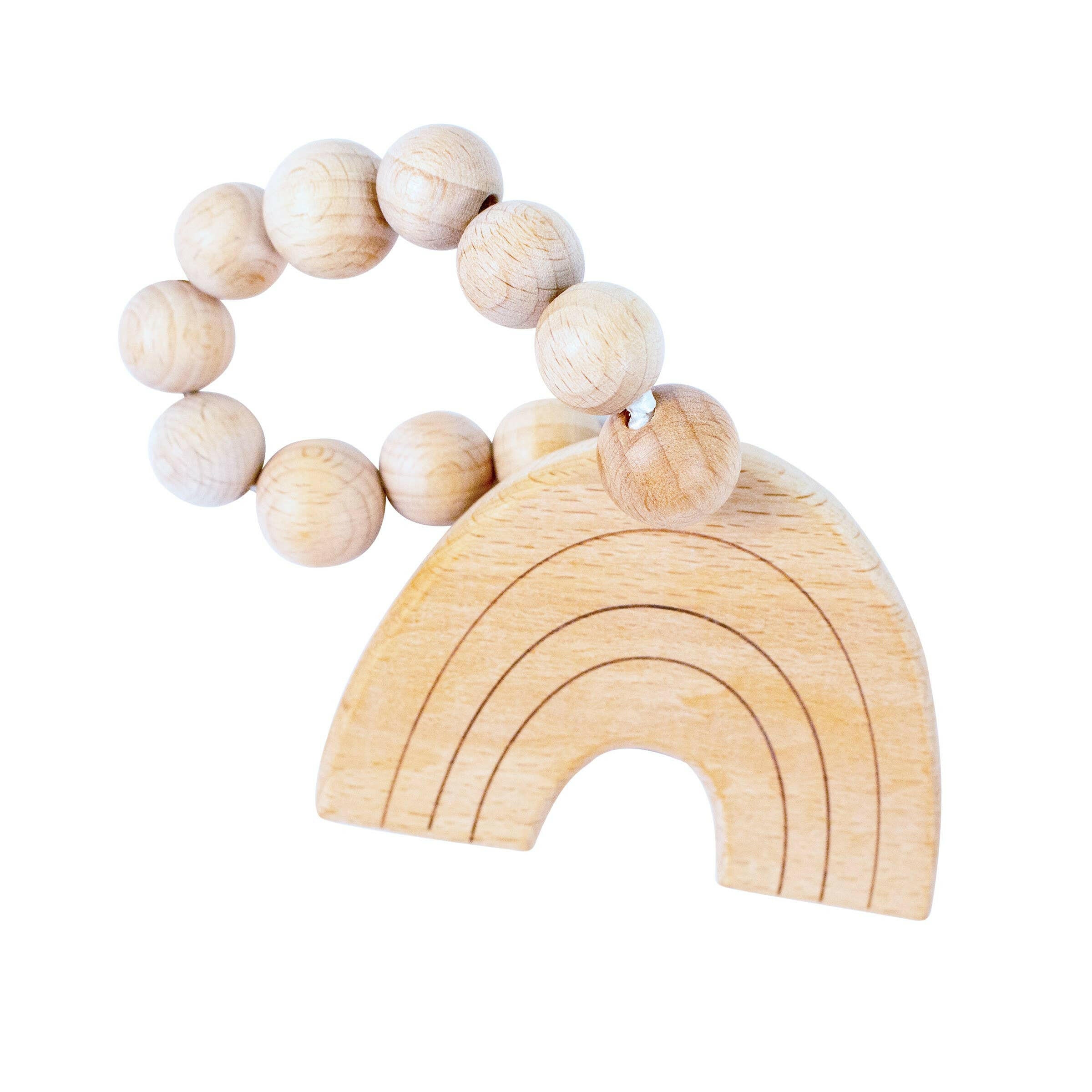 Rainbow Natural Wooden Teether Baby Essentials Bebe Au Lait