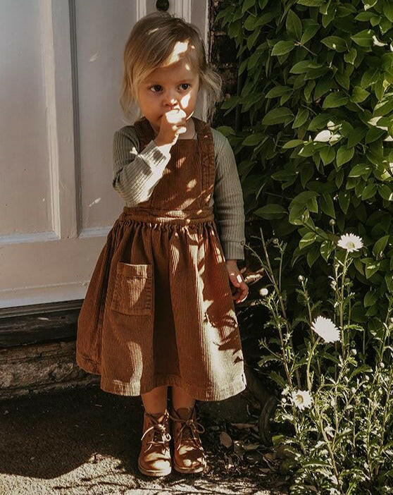 The Corduroy Pinafore - Rust Clothing The Simple Folk
