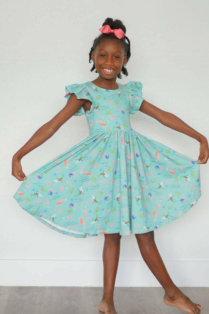 Olivia Dress in Mermaid Ollie Jay