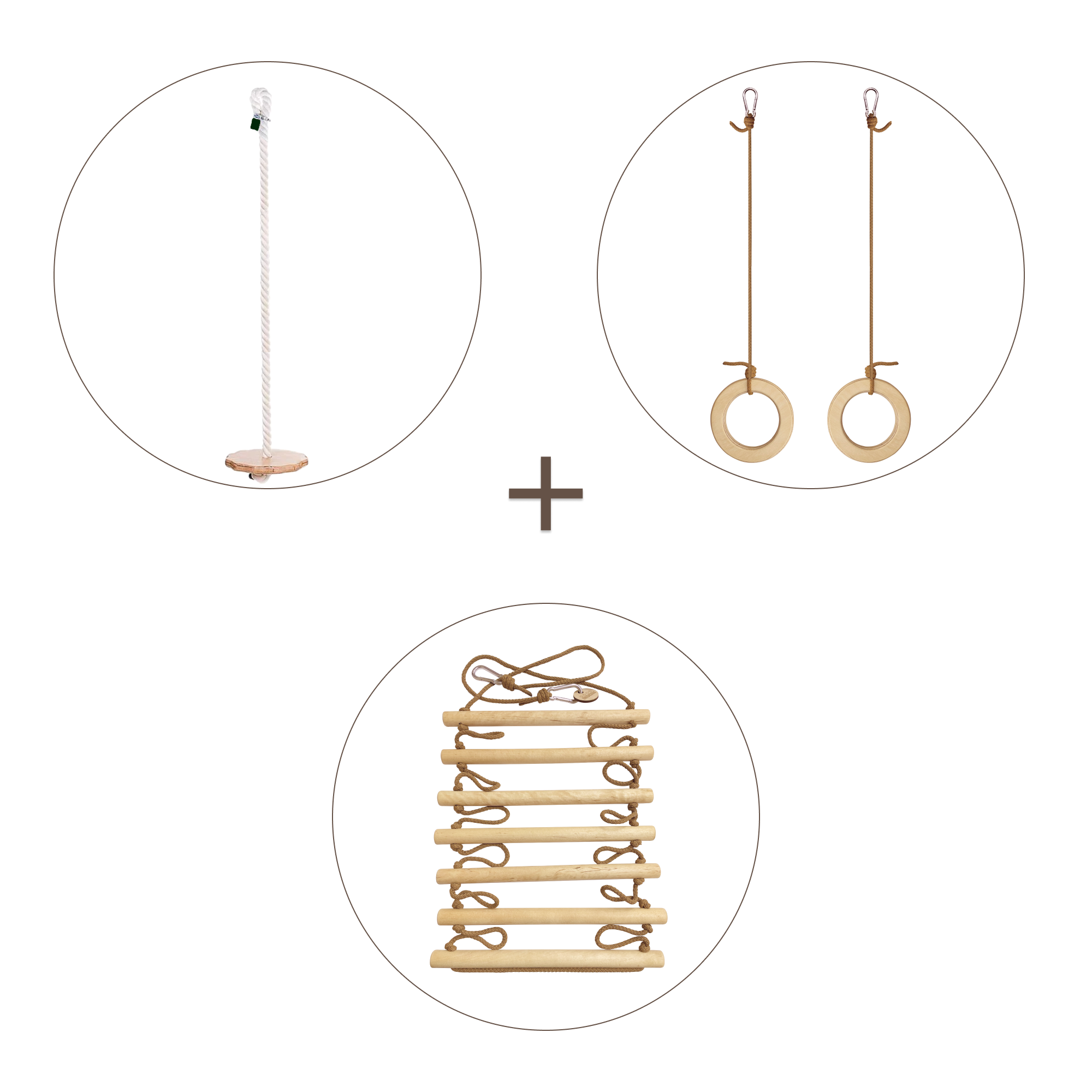 3in1 Swings Set: Rope Ladder + Gymnastic Rings + Disc Rope Swing 3in1 Swing Set Goodevas