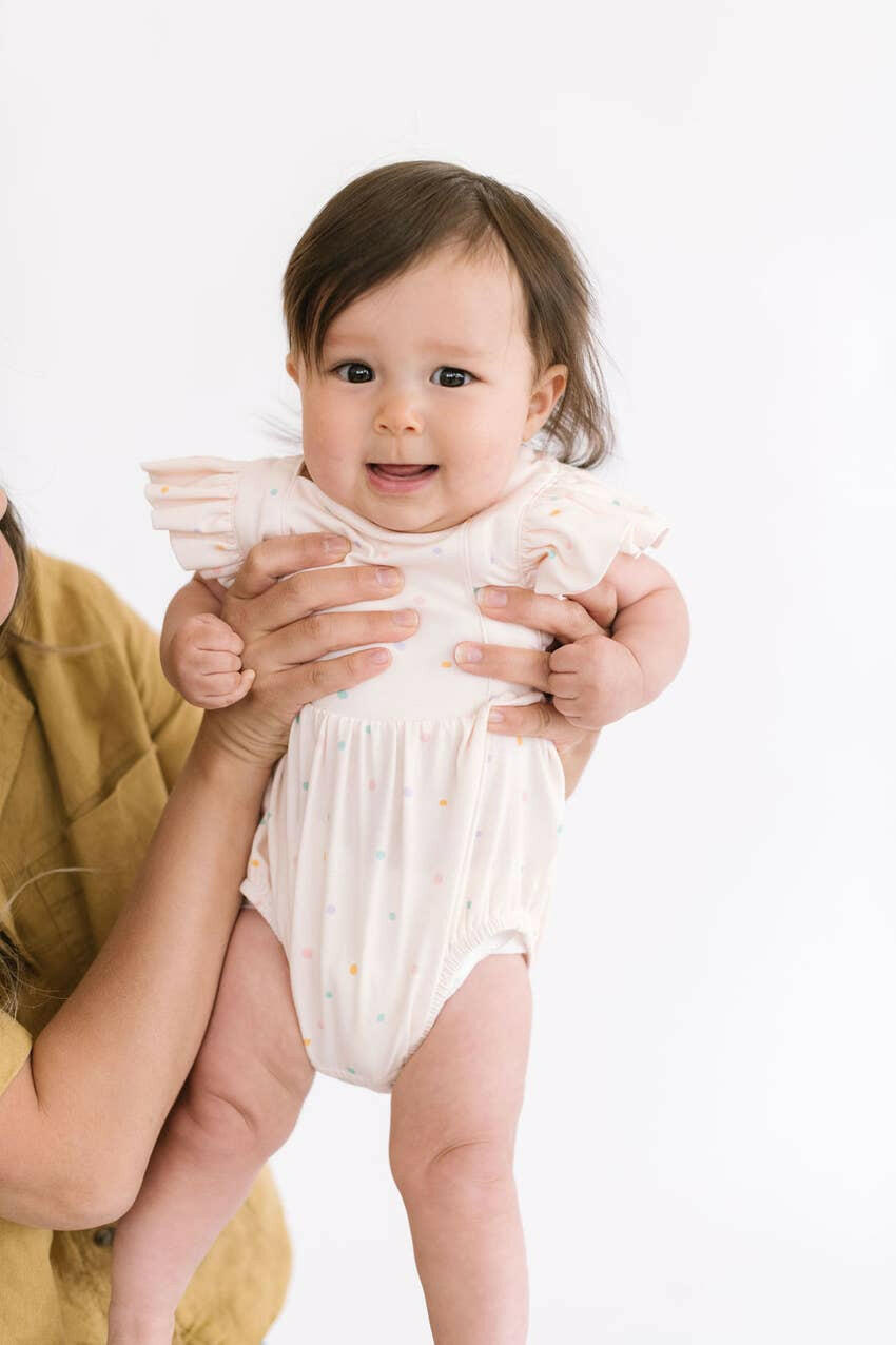 Emmy Romper in Confetti Dot romper Ollie Jay