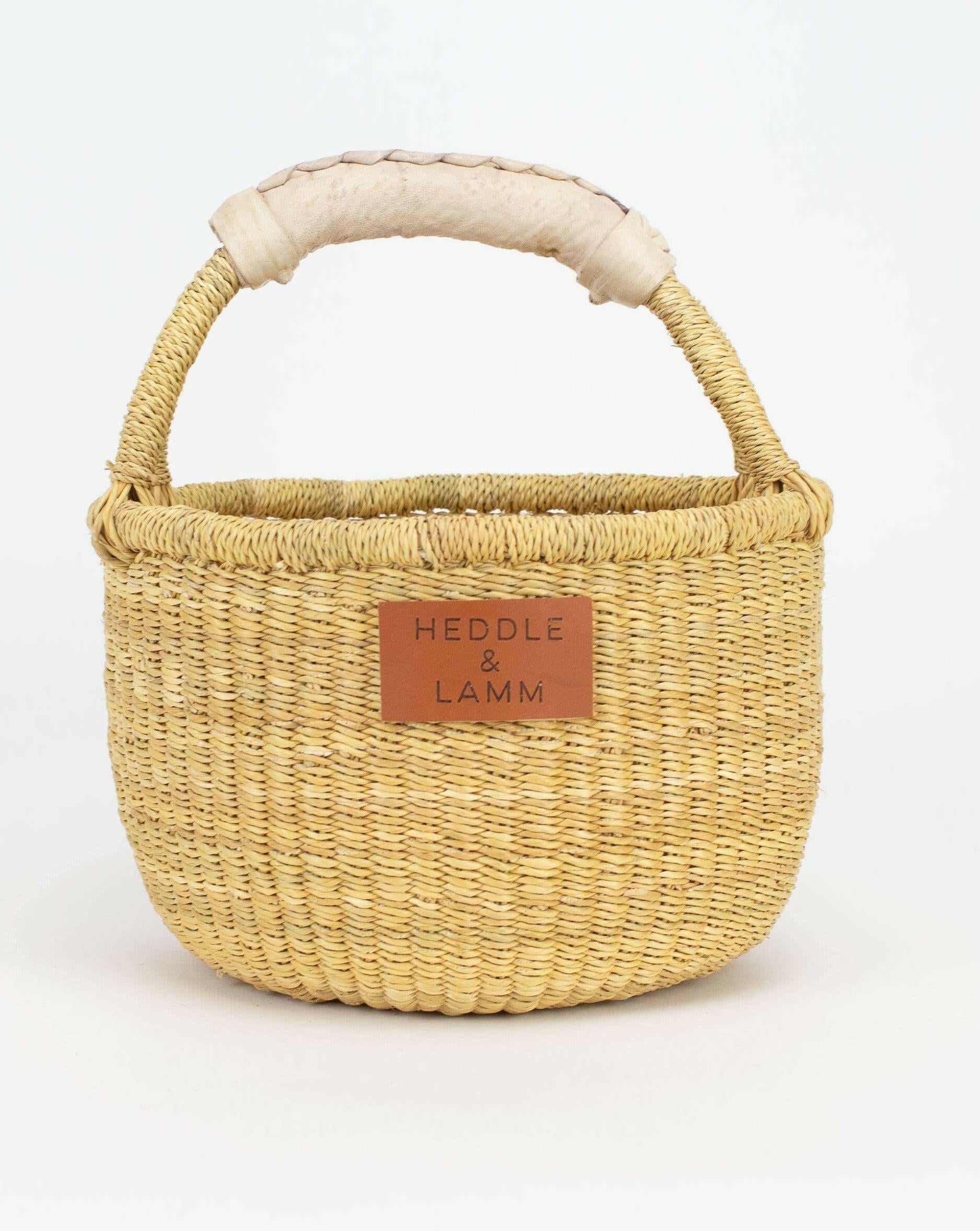 Mini Bolga Basket - Natural Leather Handle Baskets Heddle & Lamm