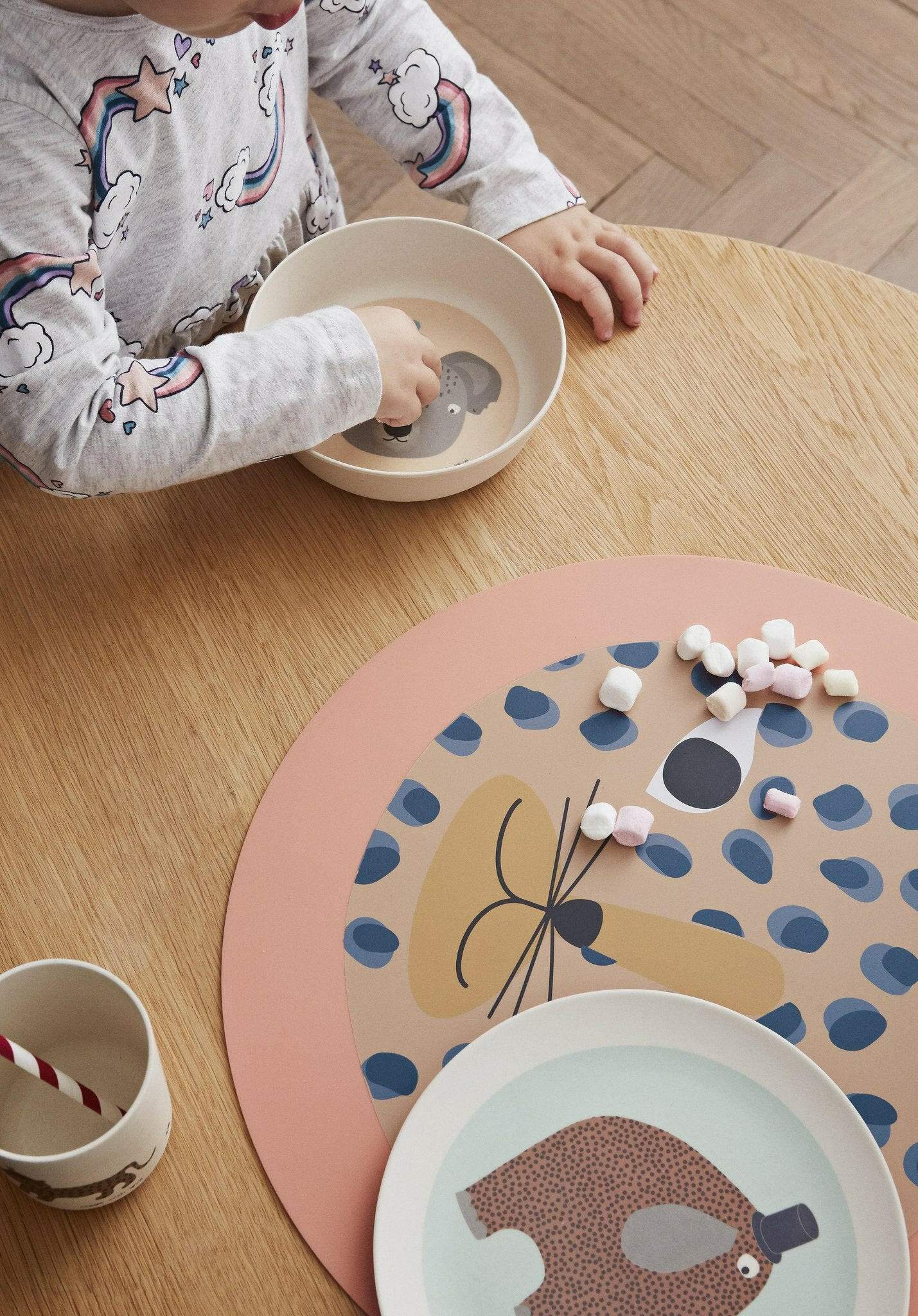 Hathi Bamboo Tableware Set - Offwhite Baby Essentials OYOY