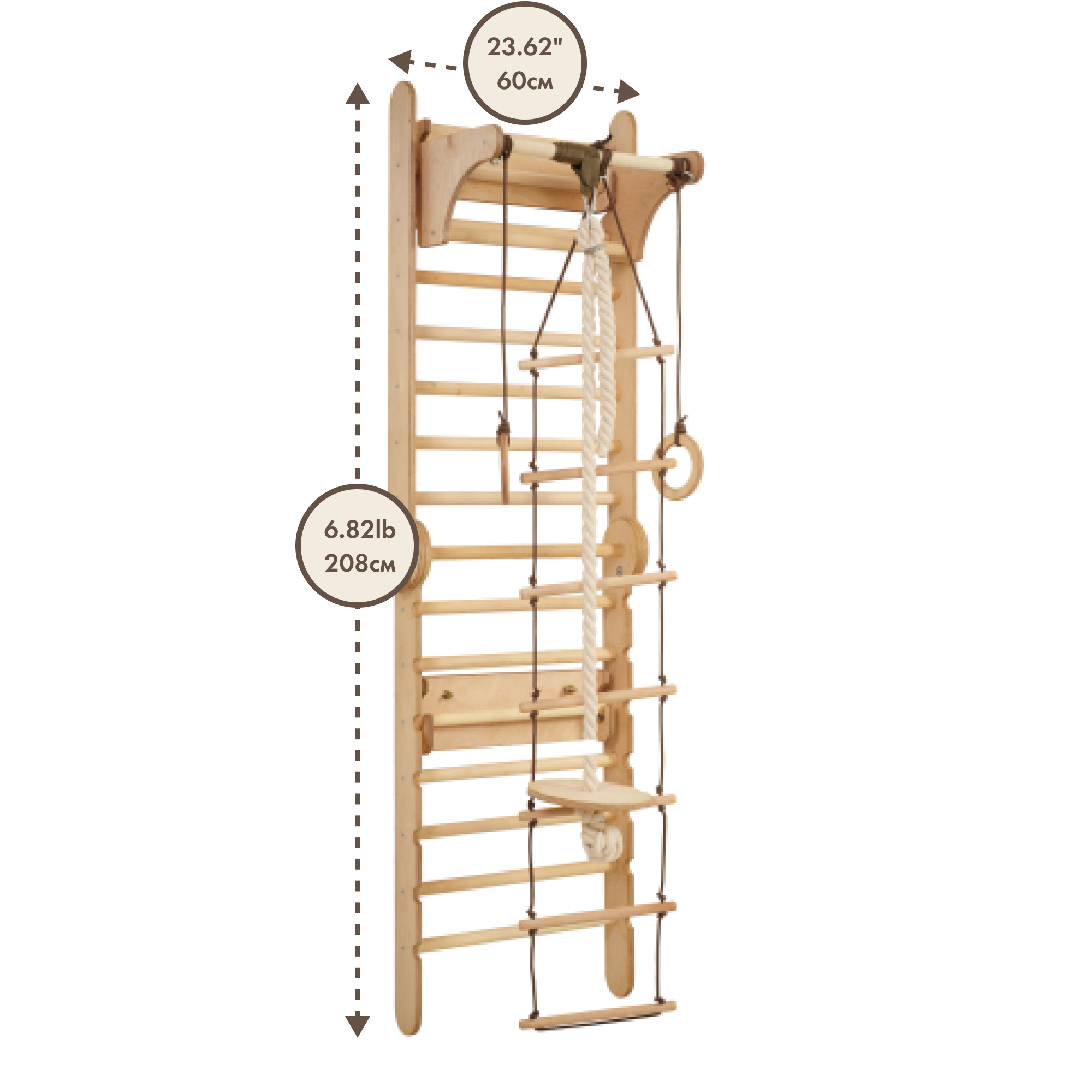 Wooden Swedish Wall / Climbing ladder for Children + Swing Set Swesdish wall Goodevas