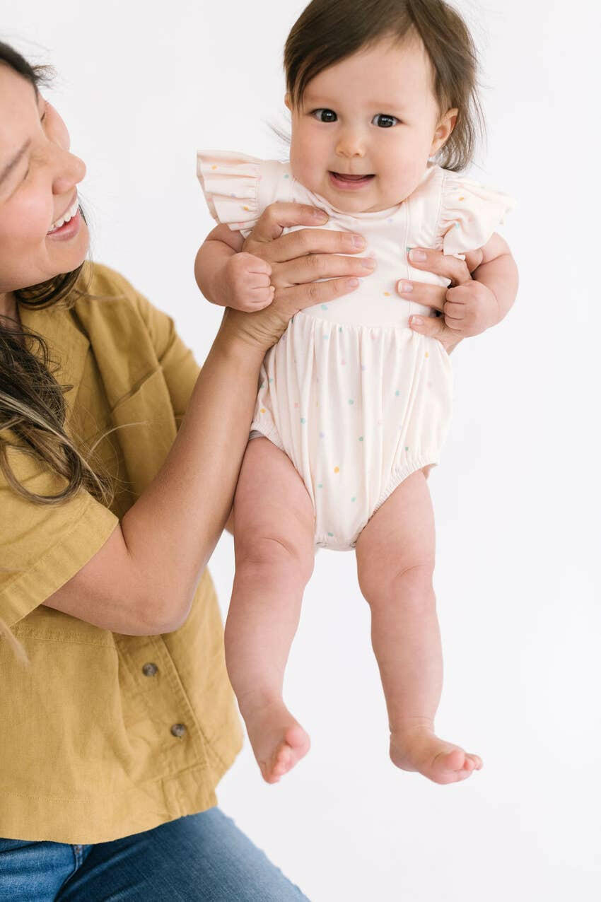 Emmy Romper in Confetti Dot romper Ollie Jay