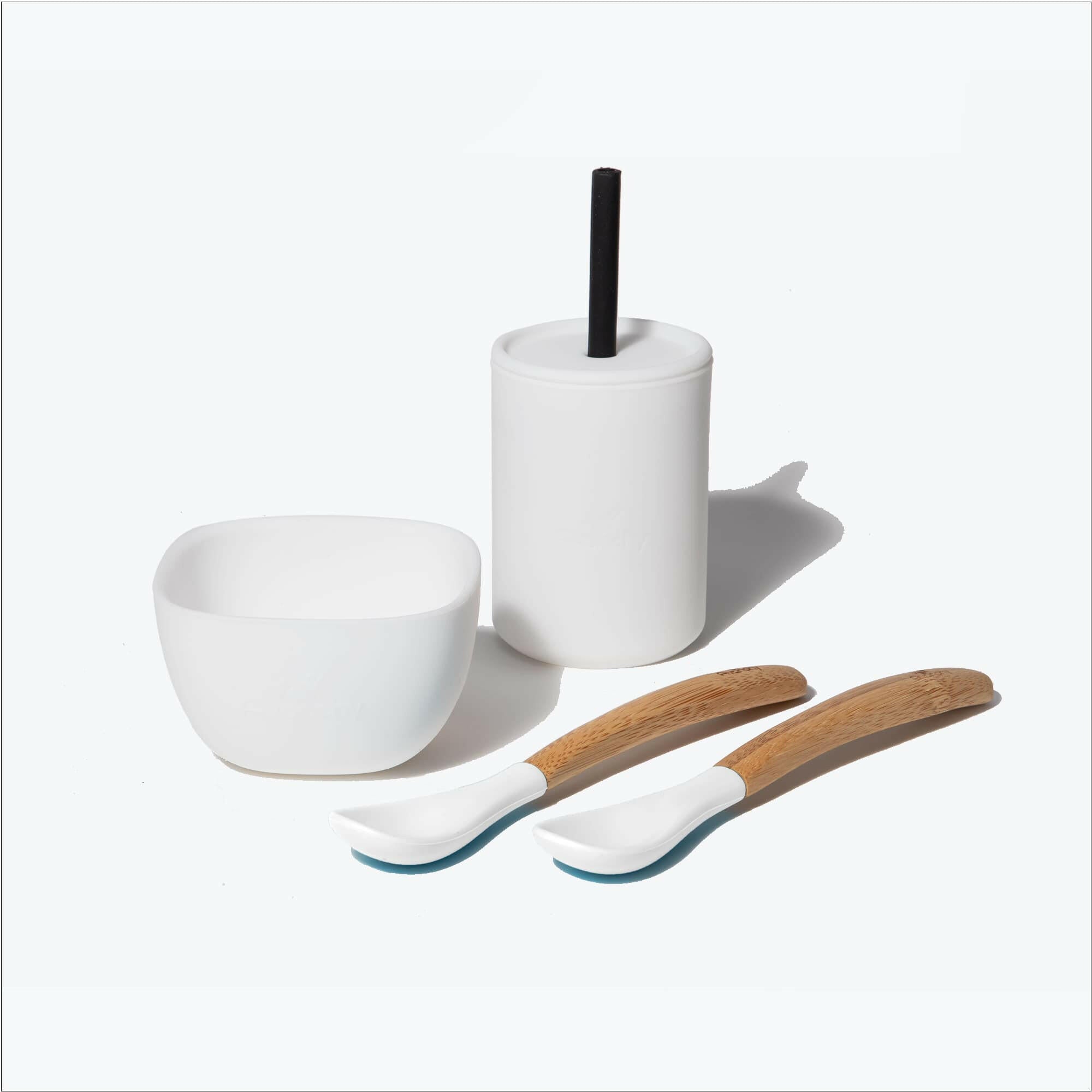 5 oz. Avanchy La Petite Essential Set Baby Feeding Avanchy Sustainable Baby Dishware Essentials Set White