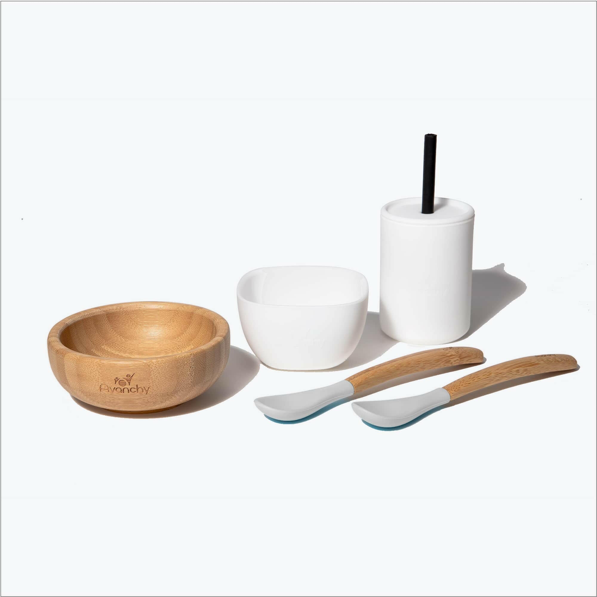 5 oz. Avanchy La Petite Family Set Baby Feeding Avanchy Sustainable Baby Dishware 5 oz. Family Set White