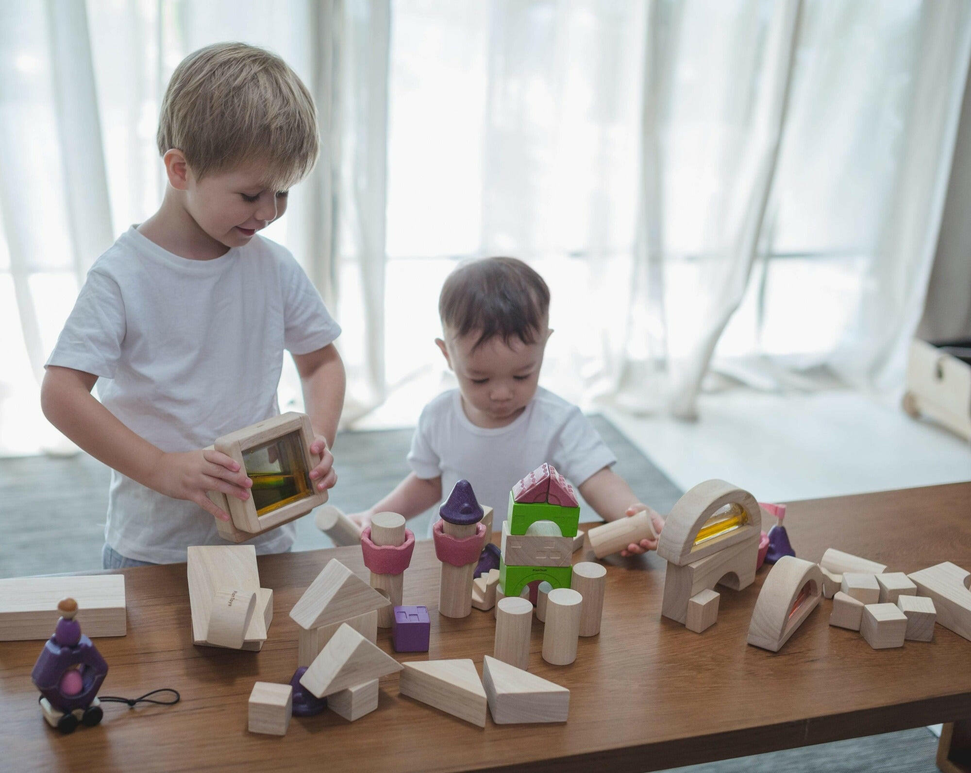 Natural Wooden Blocks 50pc Kids Toys PlanToys