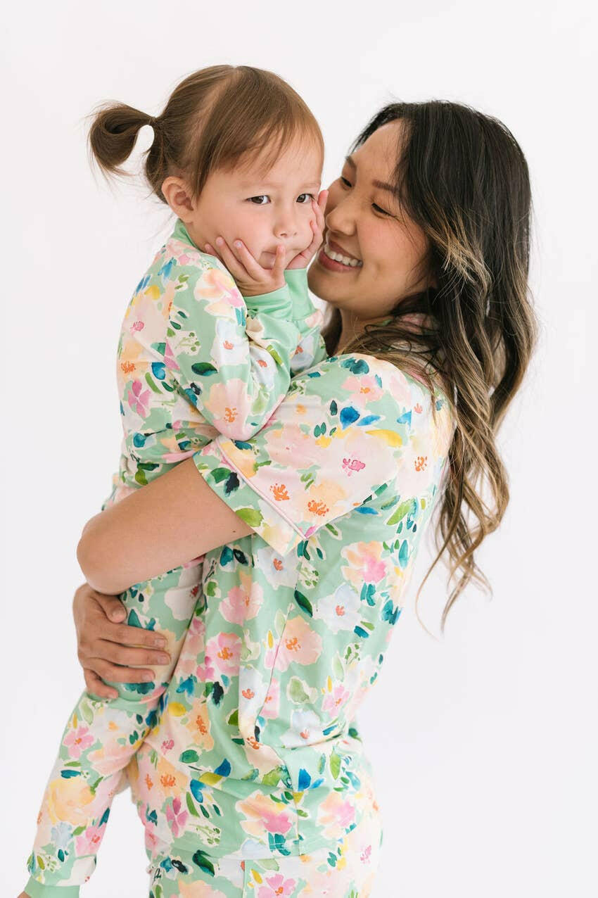 2 Piece Mama Pajama Short Set in Watercolor Floral Ollie Jay