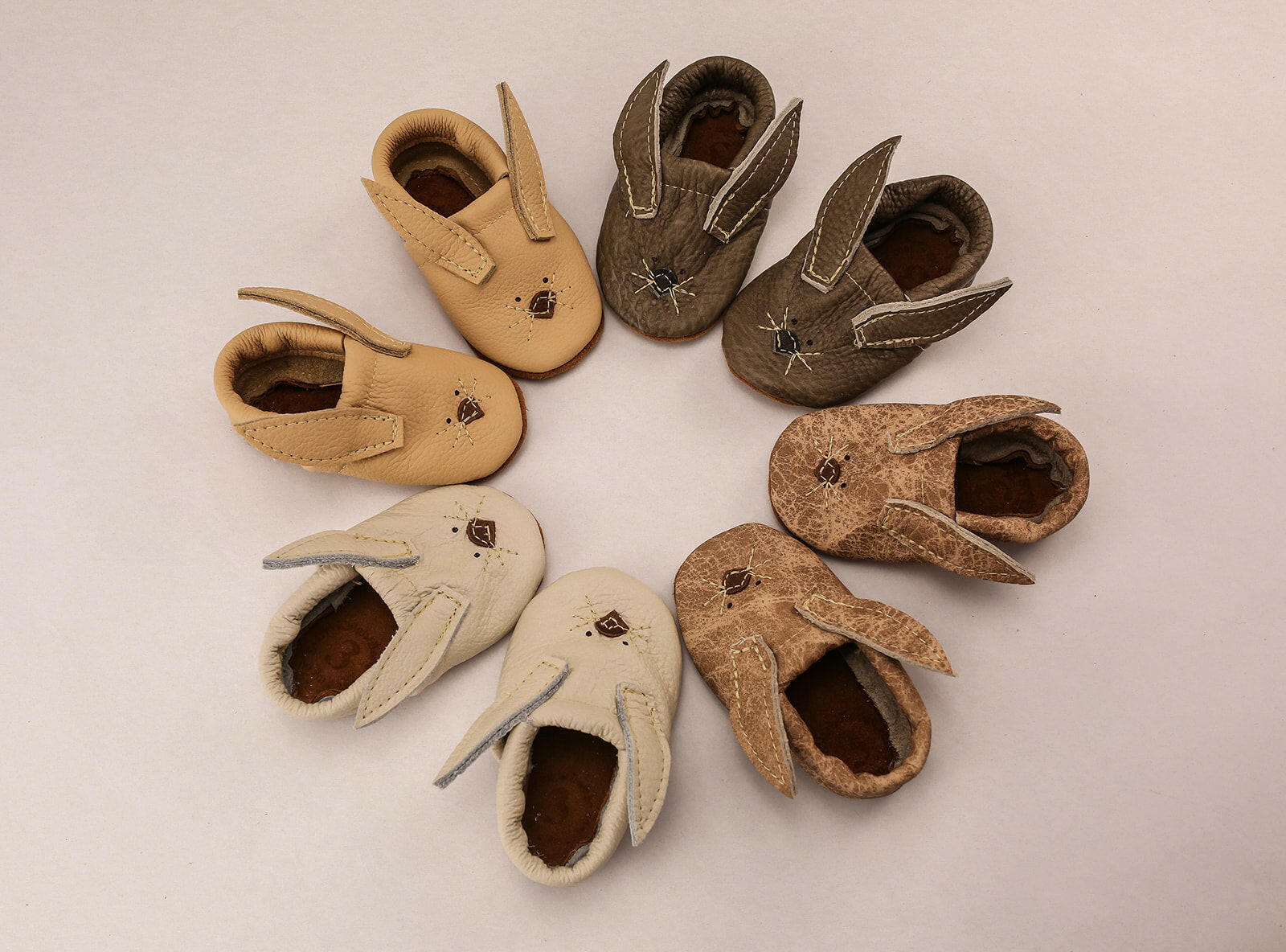 Milk & French Vanilla Bunnies // Cute Critters Leather Shoes Baby and Toddler Bunny Baby Shoes Starry Knight Design