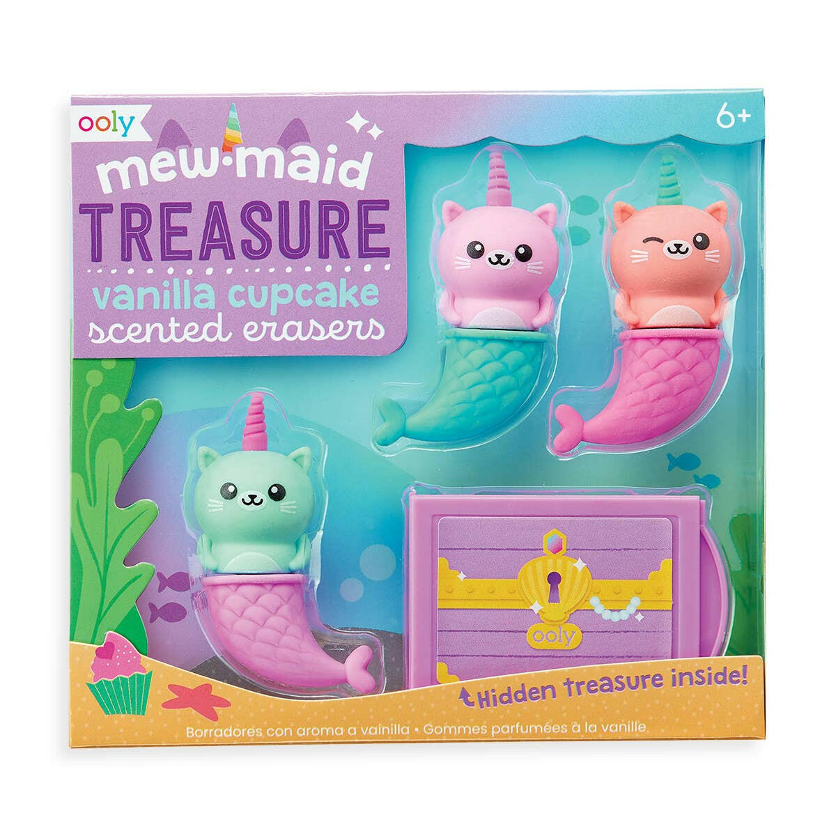 Mewmaid Treasure Scented Erasers - 4 PC Set Art Supplies OOLY - Art & School Supplies