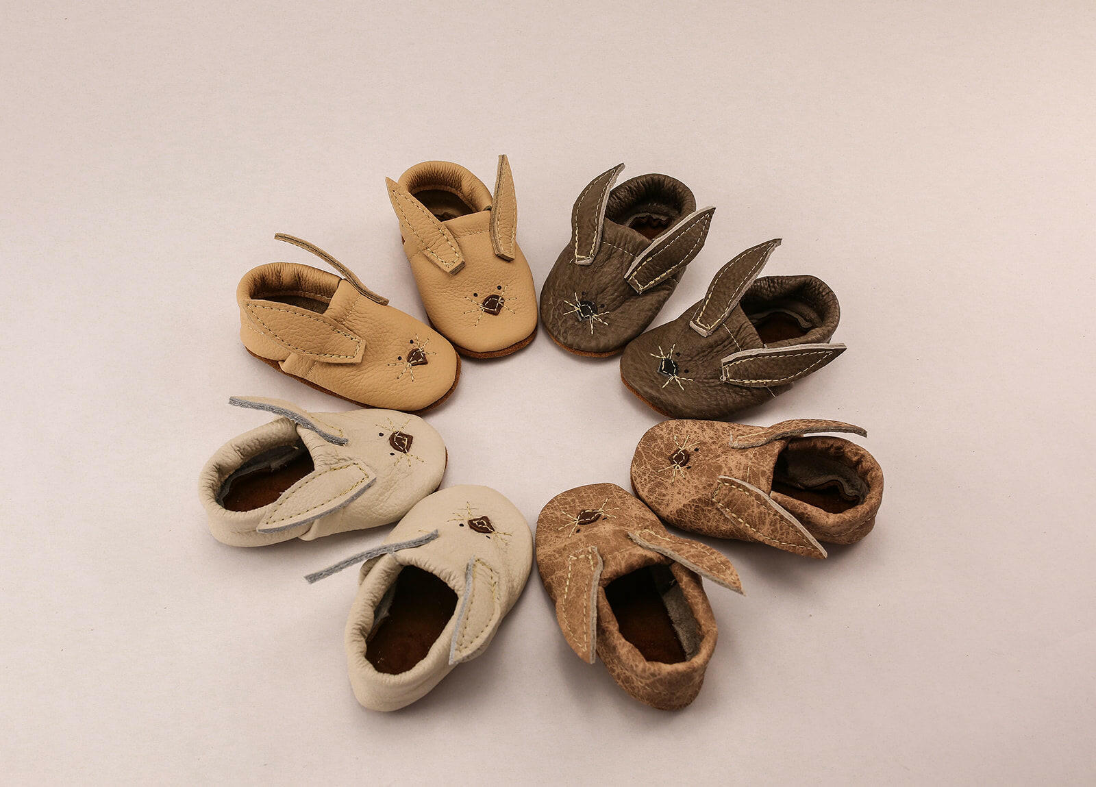 Milk & French Vanilla Bunnies // Cute Critters Leather Shoes Baby and Toddler Bunny Baby Shoes Starry Knight Design