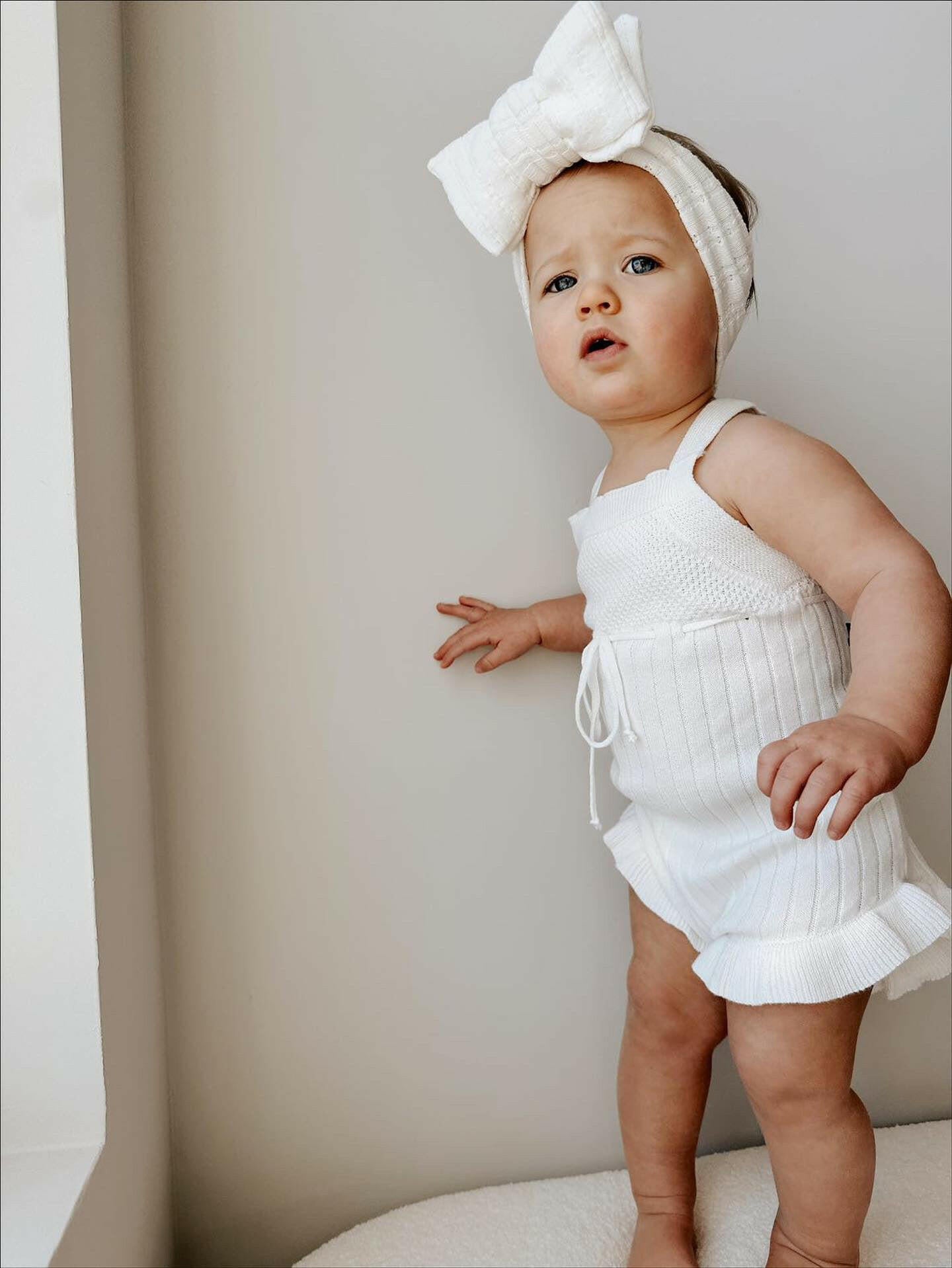 Luna + Luca Sleeveless Ruffle Romper - White Luna + Luca