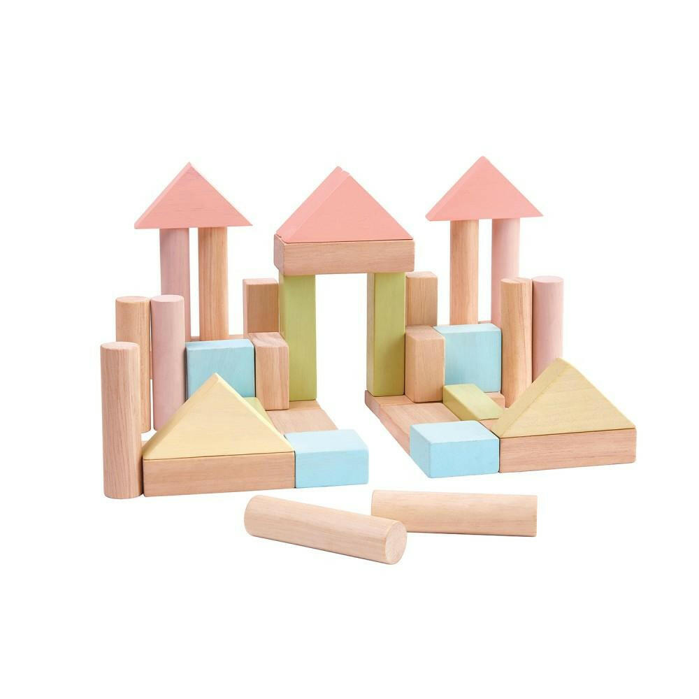 Pastel Wooden Blocks 40pc Kids Toys PlanToys