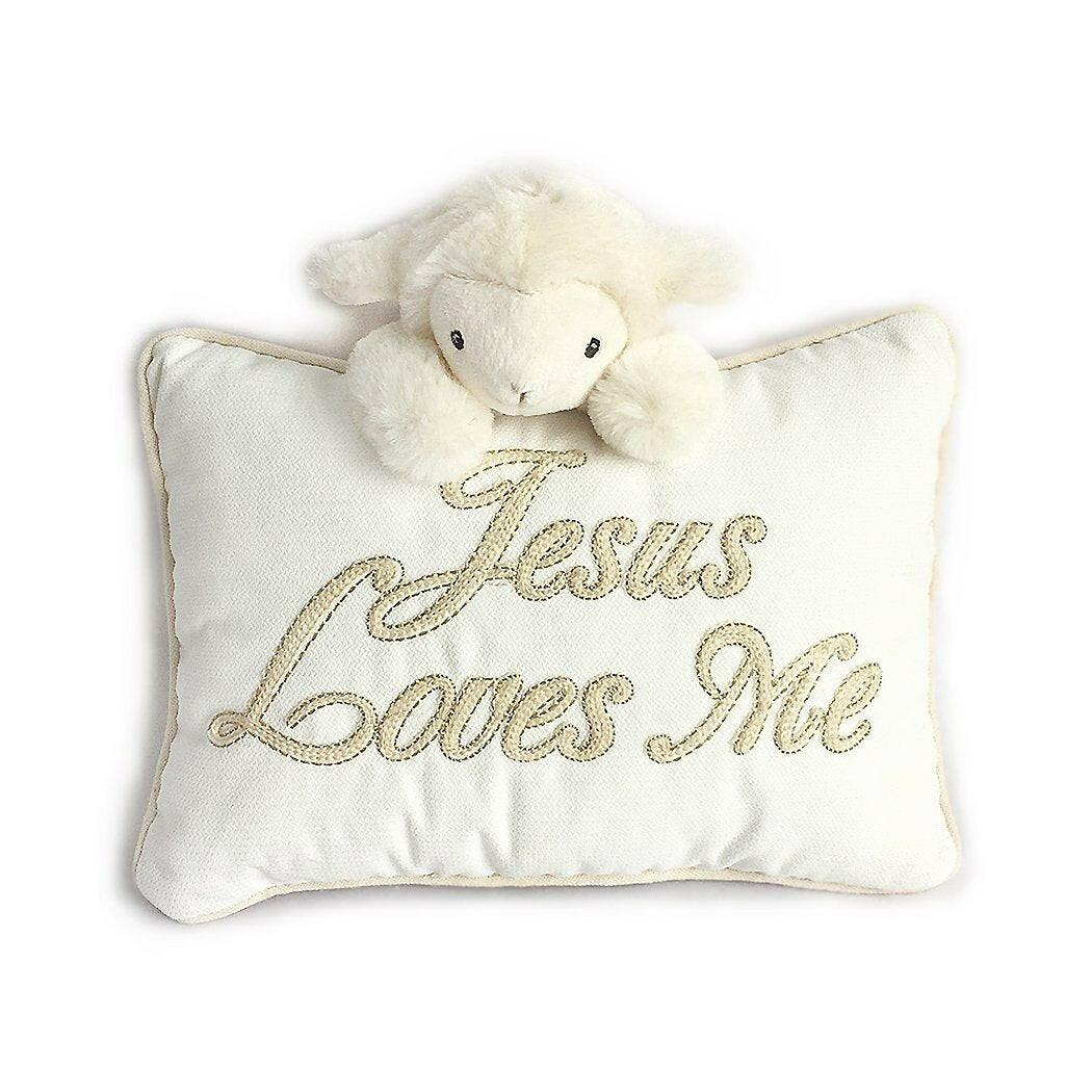 'Jesus Loves Me' Lamb Accent Pillow Room Decor MON AMI