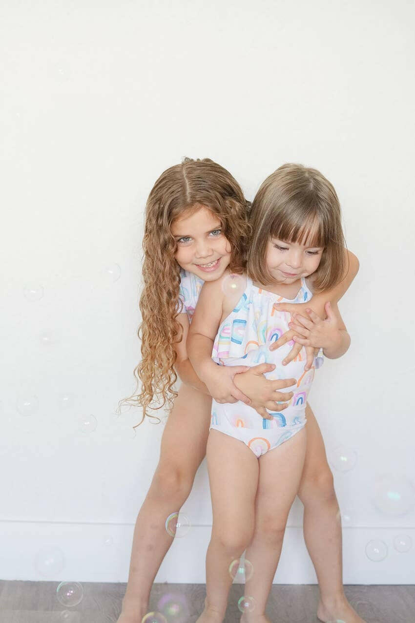 Makayla Swim in Watercolor Rainbow Ollie Jay