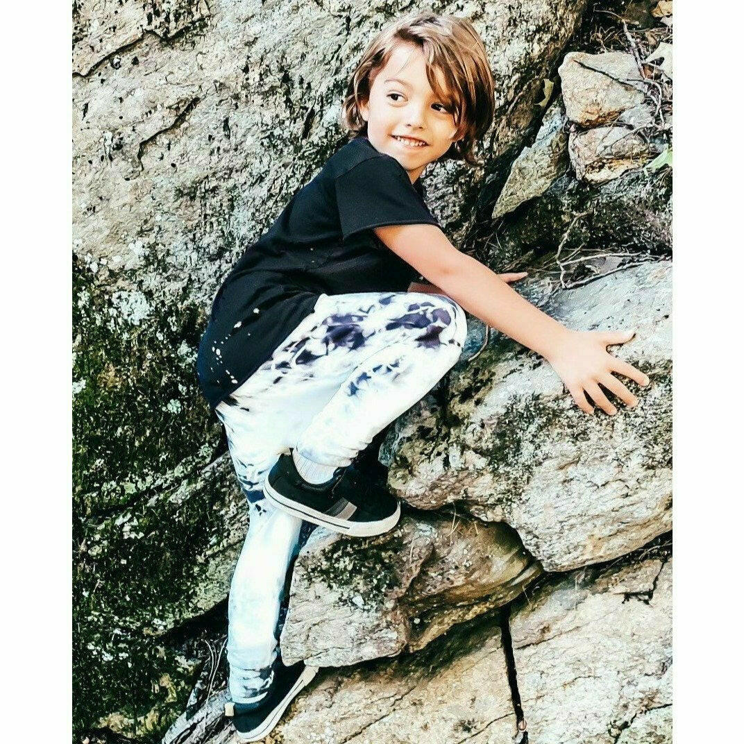 Organic Malibu Joggers Marble Tie Dye Black/White Joggers Be Mi Los Angeles
