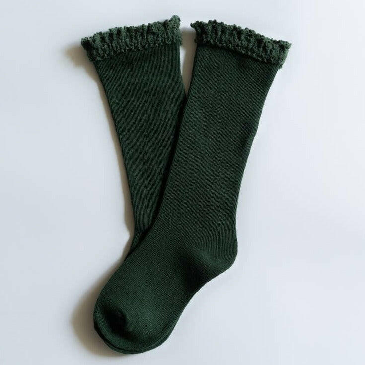 Forest Green Lace Top Knee Highs Socks Little Stocking Co