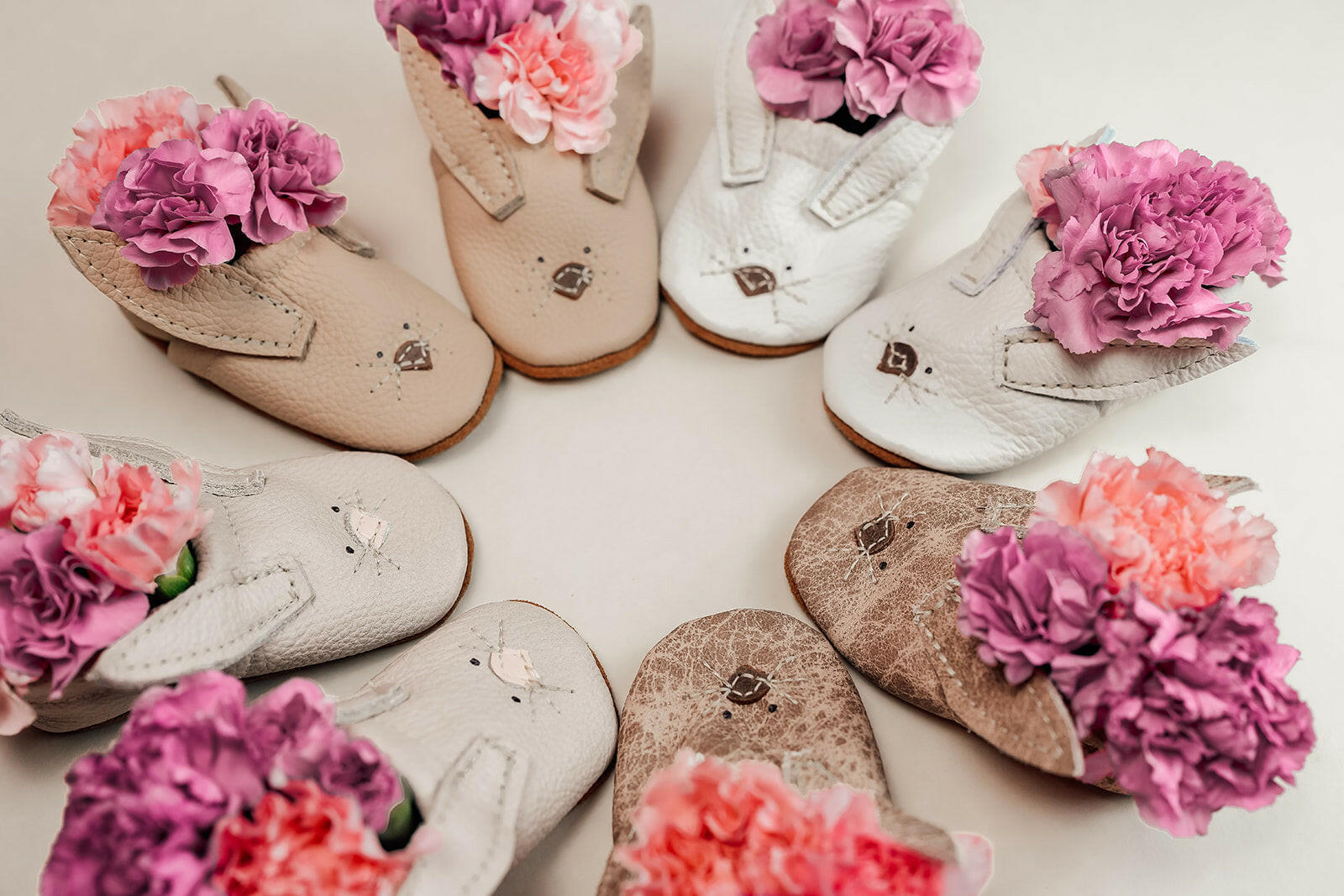 Latte Bunnies // Cute Critters Leather Shoes Baby and Toddler Bunny Baby Shoes Starry Knight Design
