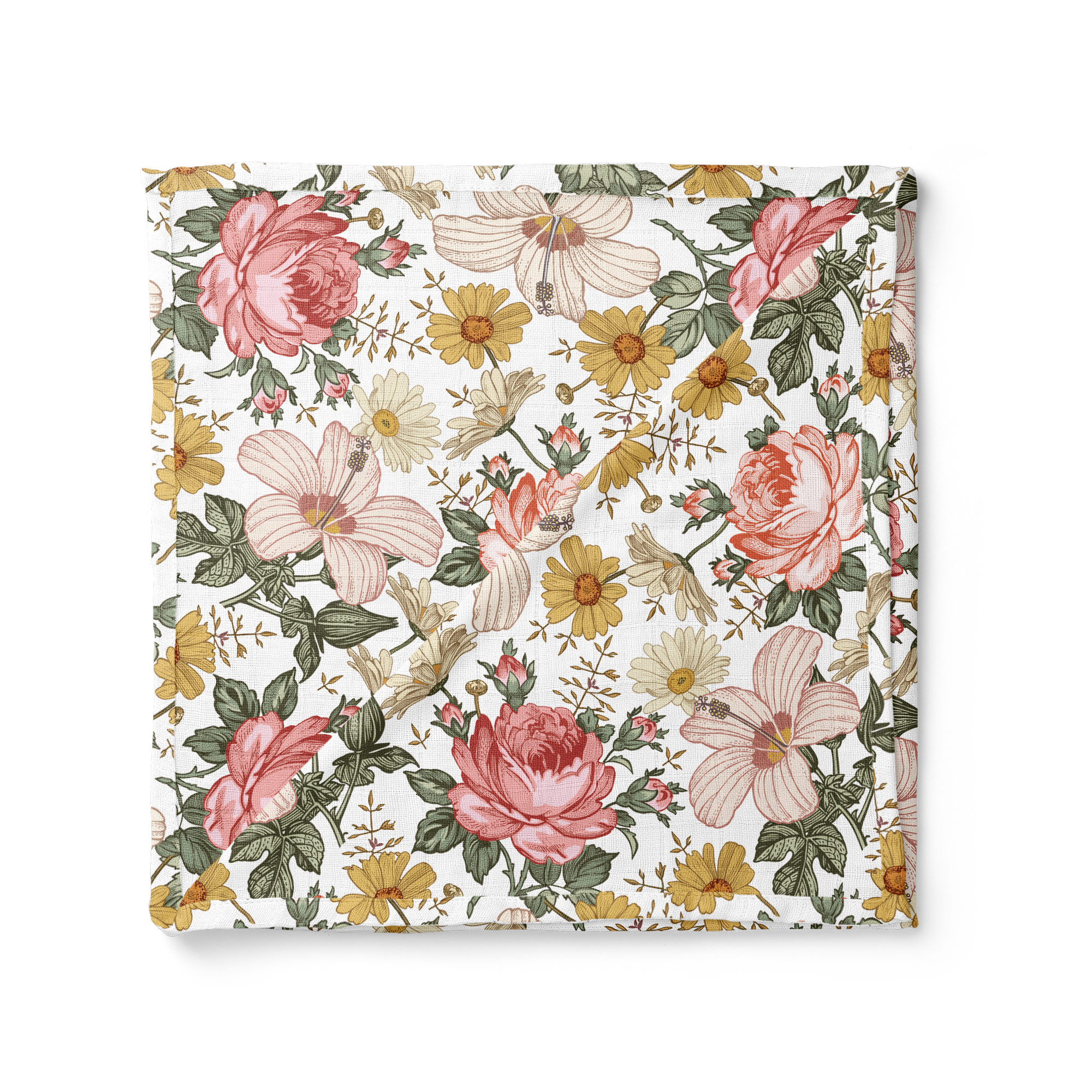 Muslin Swaddle Garden Floral Baby Blanket Swaddle Mini Wander, LLC White