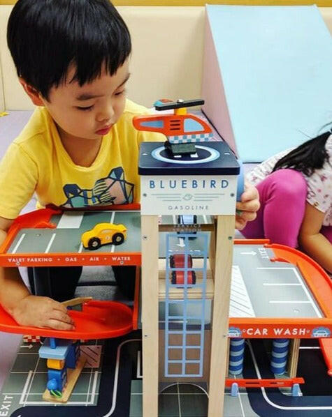 Blue Bird Service Station Wooden Toys Tender Leaf