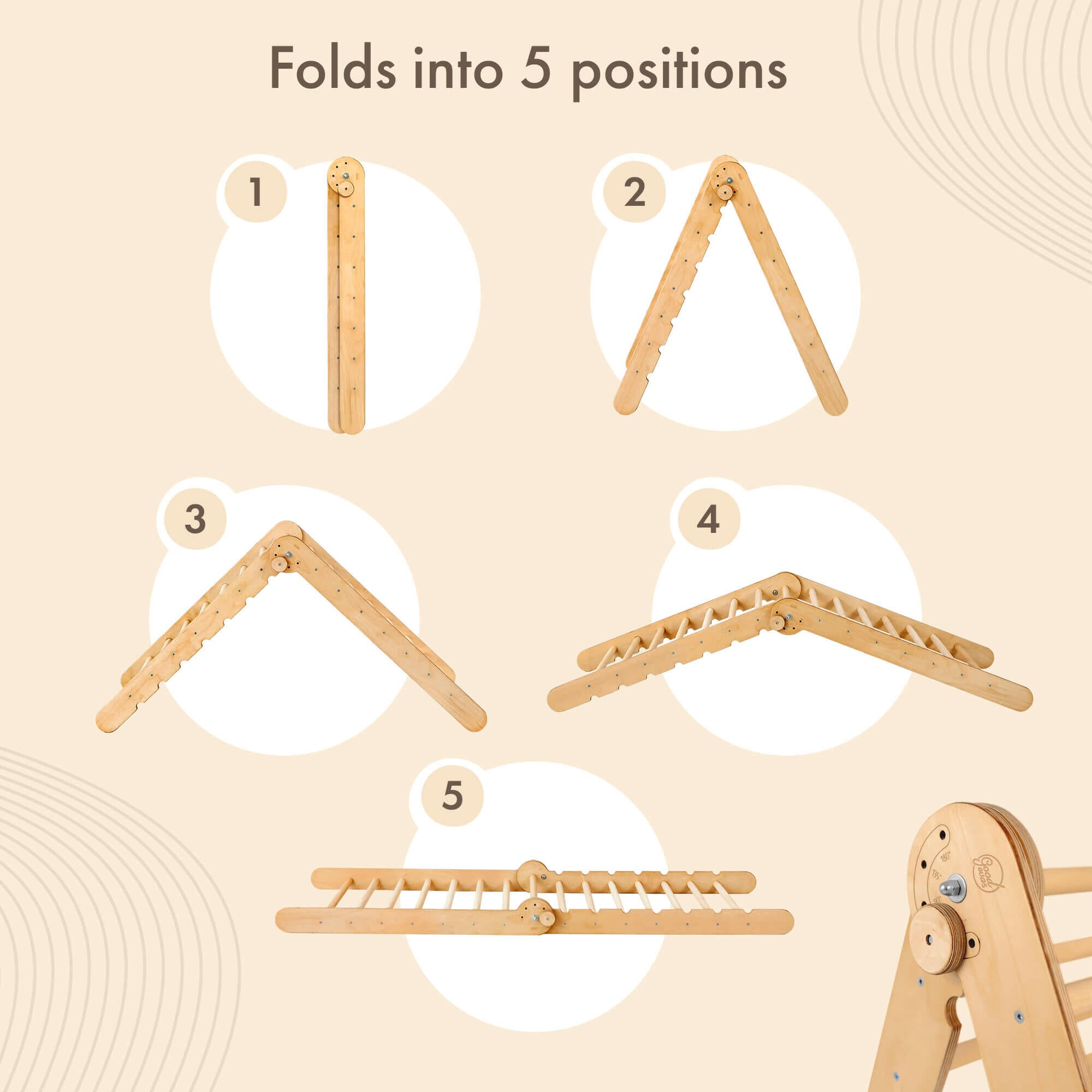 4in1 Montessori Climbing Frame Set: Triangle Ladder + Arch/Rocker + Slide Board/Ramp + Netting rope 4in1 Playsets Goodevas
