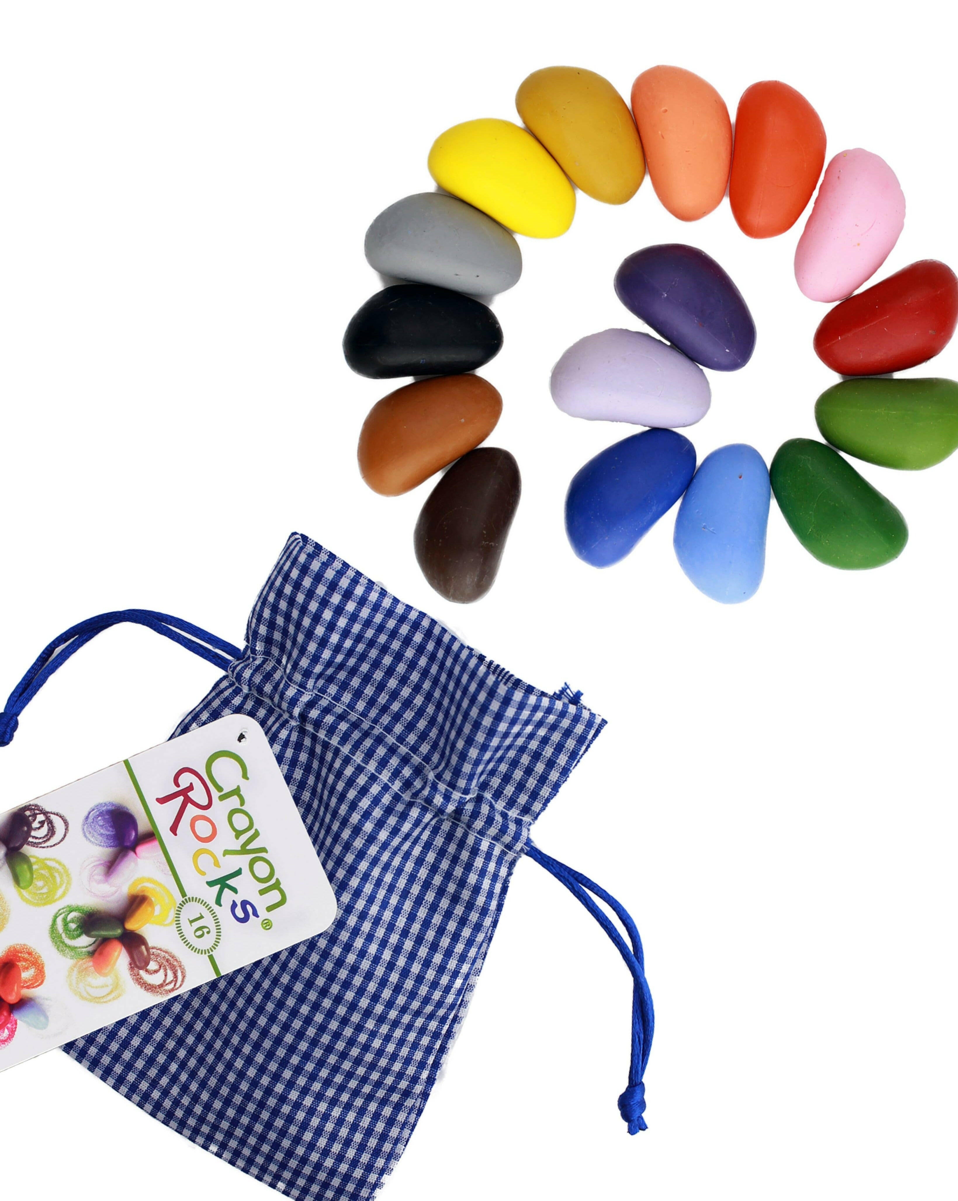 16 Color Crayon Blue Gingham Bag Art Supplies Crayon Rocks