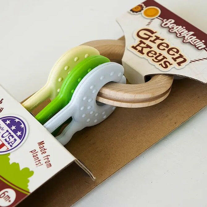 Green Keys Clutching & Teething Toy Baby Essentials BeginAgain