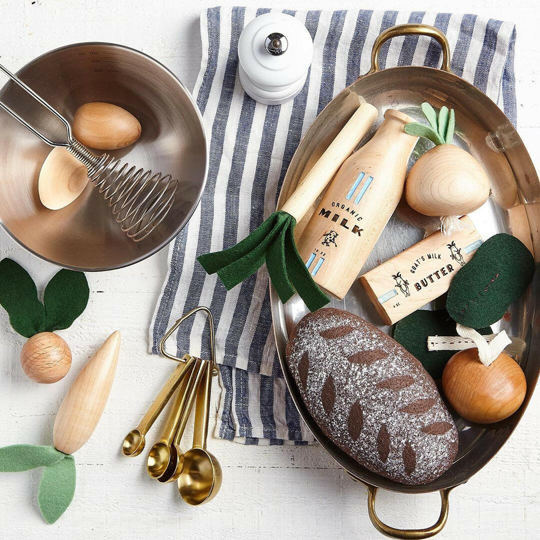 Wooden Dairy Play Food Set Kids Toys Milton & Goose