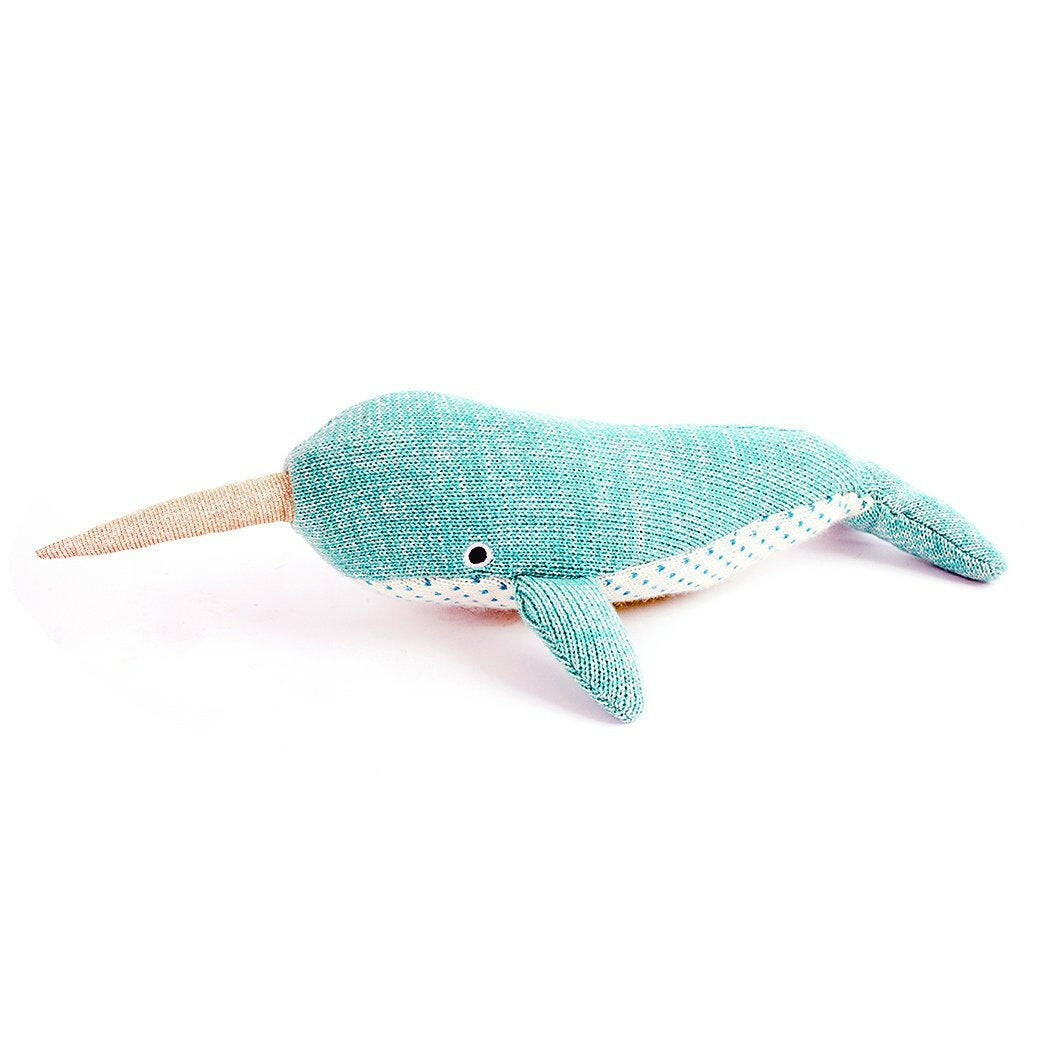 'Nev' Narwhal Knit Stuffed Animal Stuffed Toy MON AMI