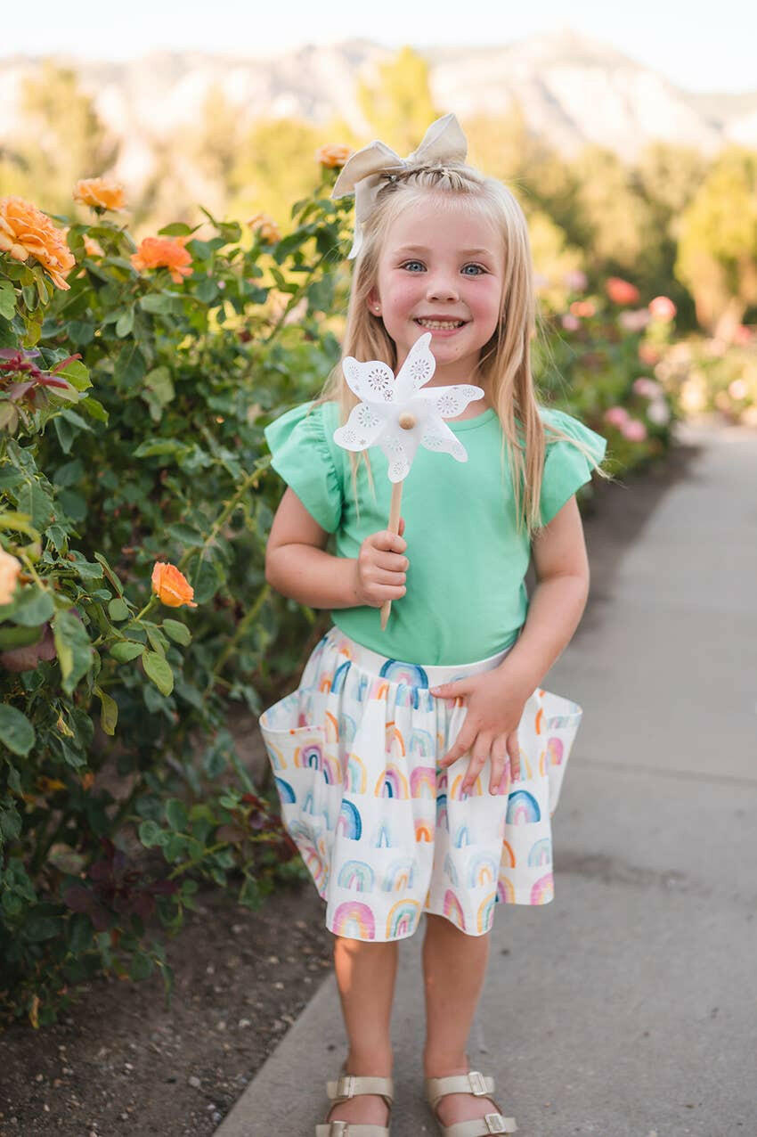 Pocket Skirt in Watercolor Rainbow Ollie Jay