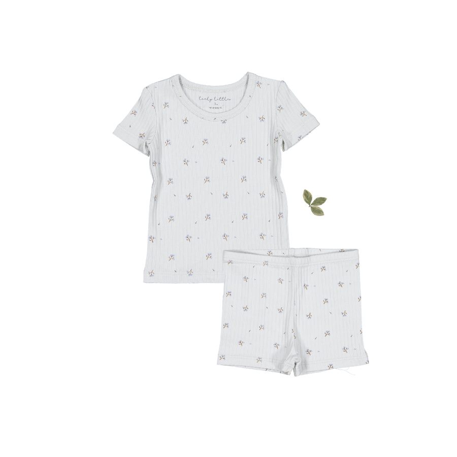 Printed Short Sleeve Tee + Short Lovely Littles 3m Sky Blossom