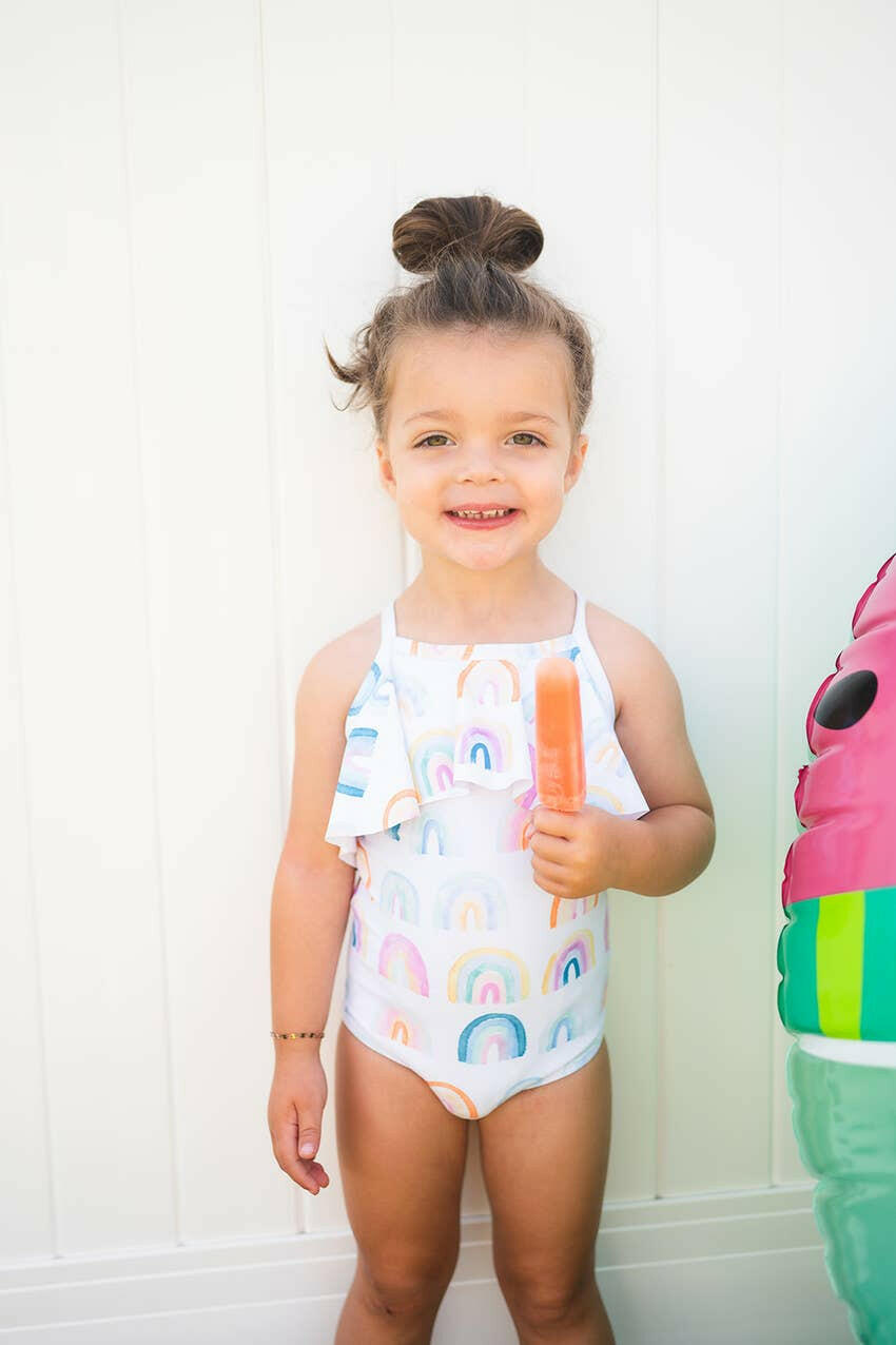 Makayla Swim in Watercolor Rainbow Ollie Jay